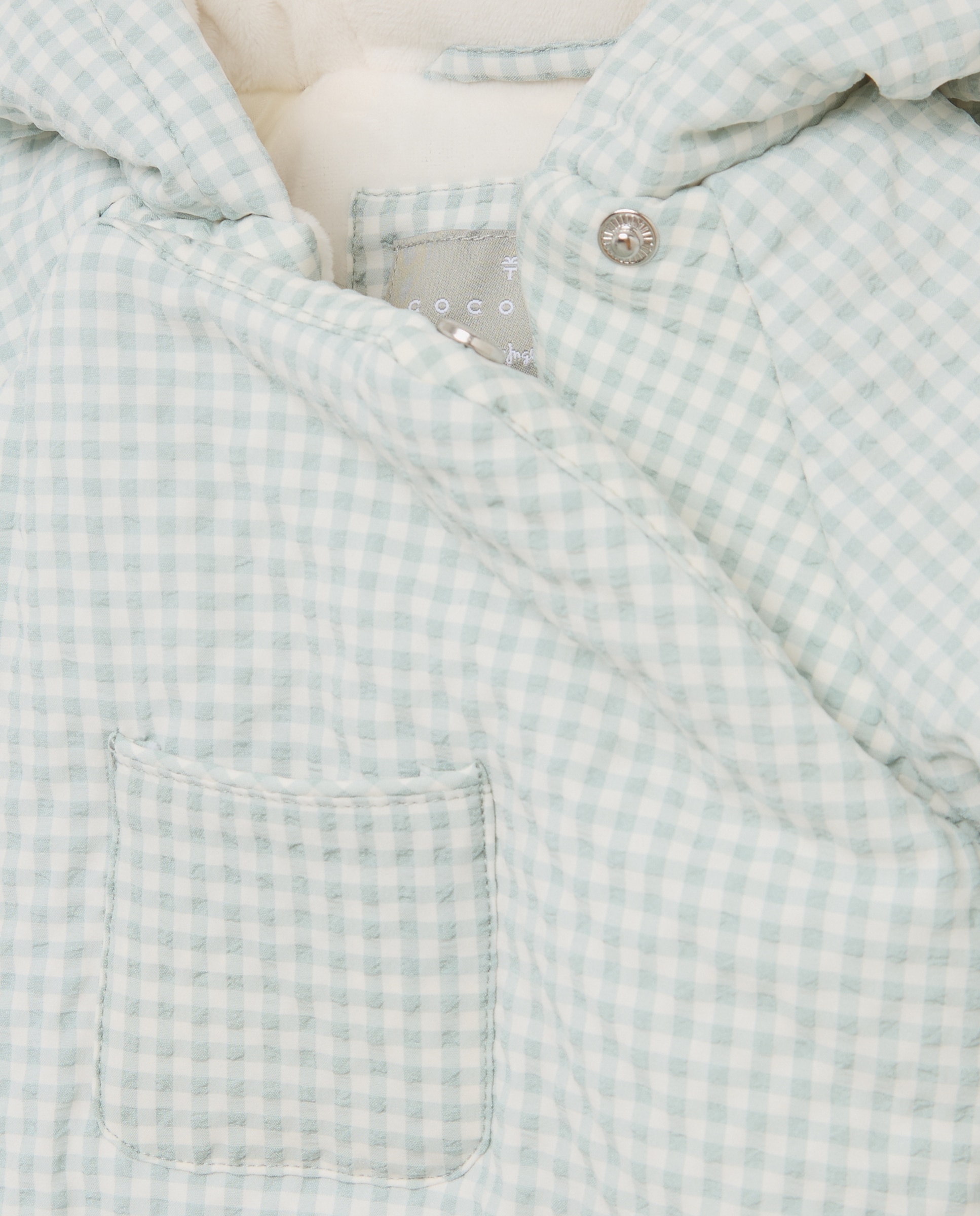 Buzo nylon pie + mano seersucker vichy con bolsillo de bebé - Coconut El Corte Inglés - Verde Verde-3