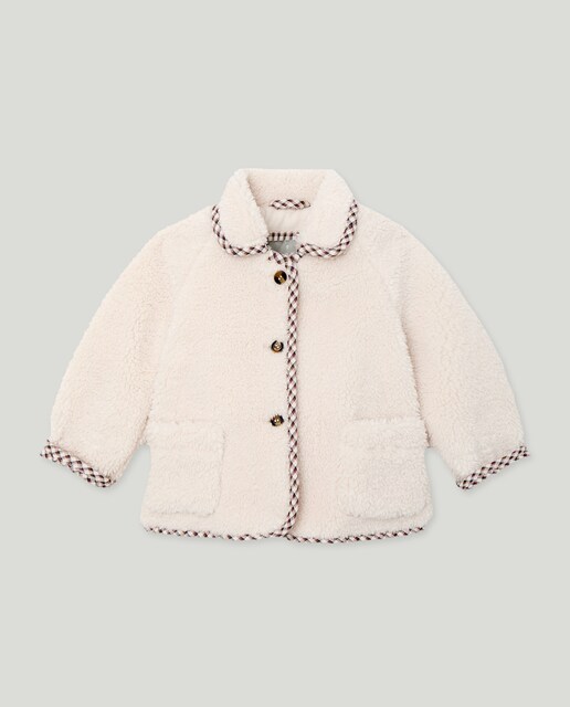 Imagem 0 de Casacão de Bebé com Pelo de Borrego com Contraste, Botões e Bolsos à Frente
