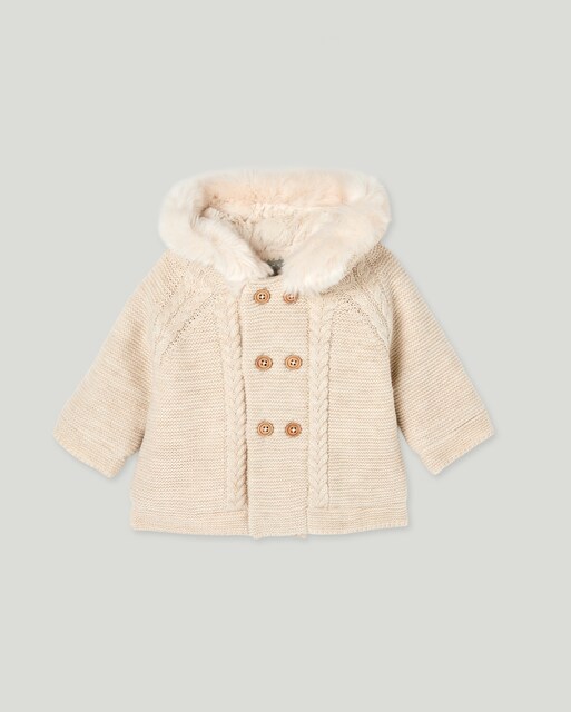 Imagem 0 de Casacão Liso de Tricot de Bebé com Malha do Cabo à Frente