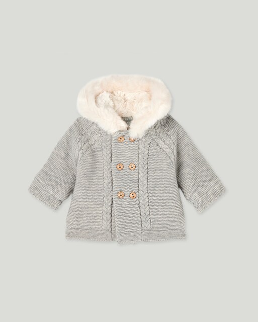 Imagem 0 de Casacão Liso de Tricot de Bebé com Malha do Cabo à Frente