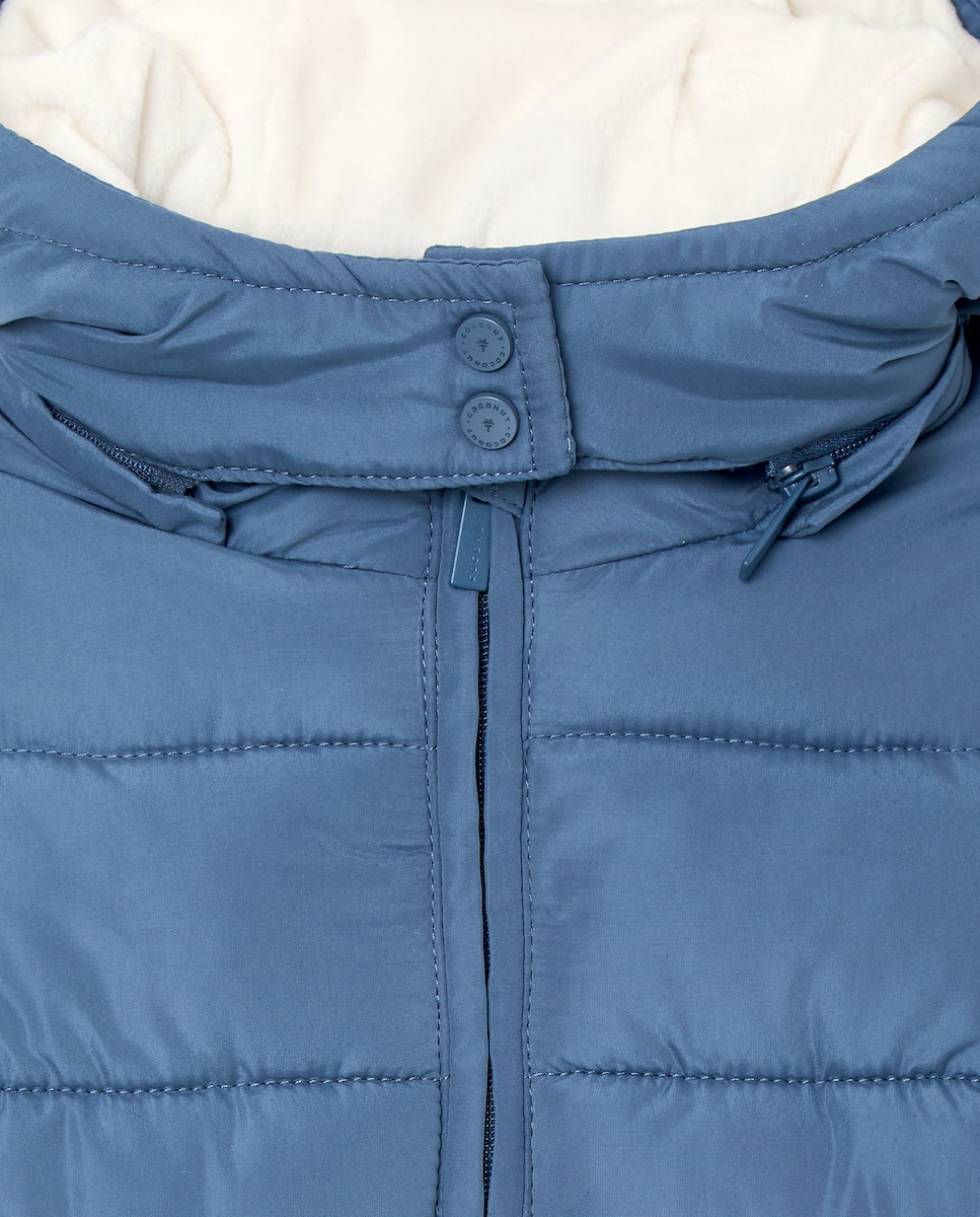 Parka de Microfibra de Bebé com Capuz e Bolso Lateral Azul-marinho-4