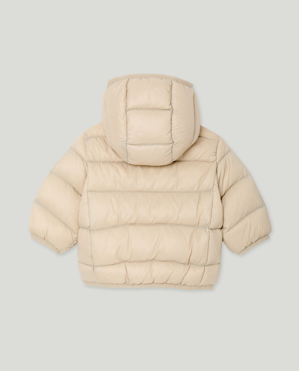 Blusão Acolchoado Ligeiro de Bebé com Bolso e Capuz 130 Marfim-2