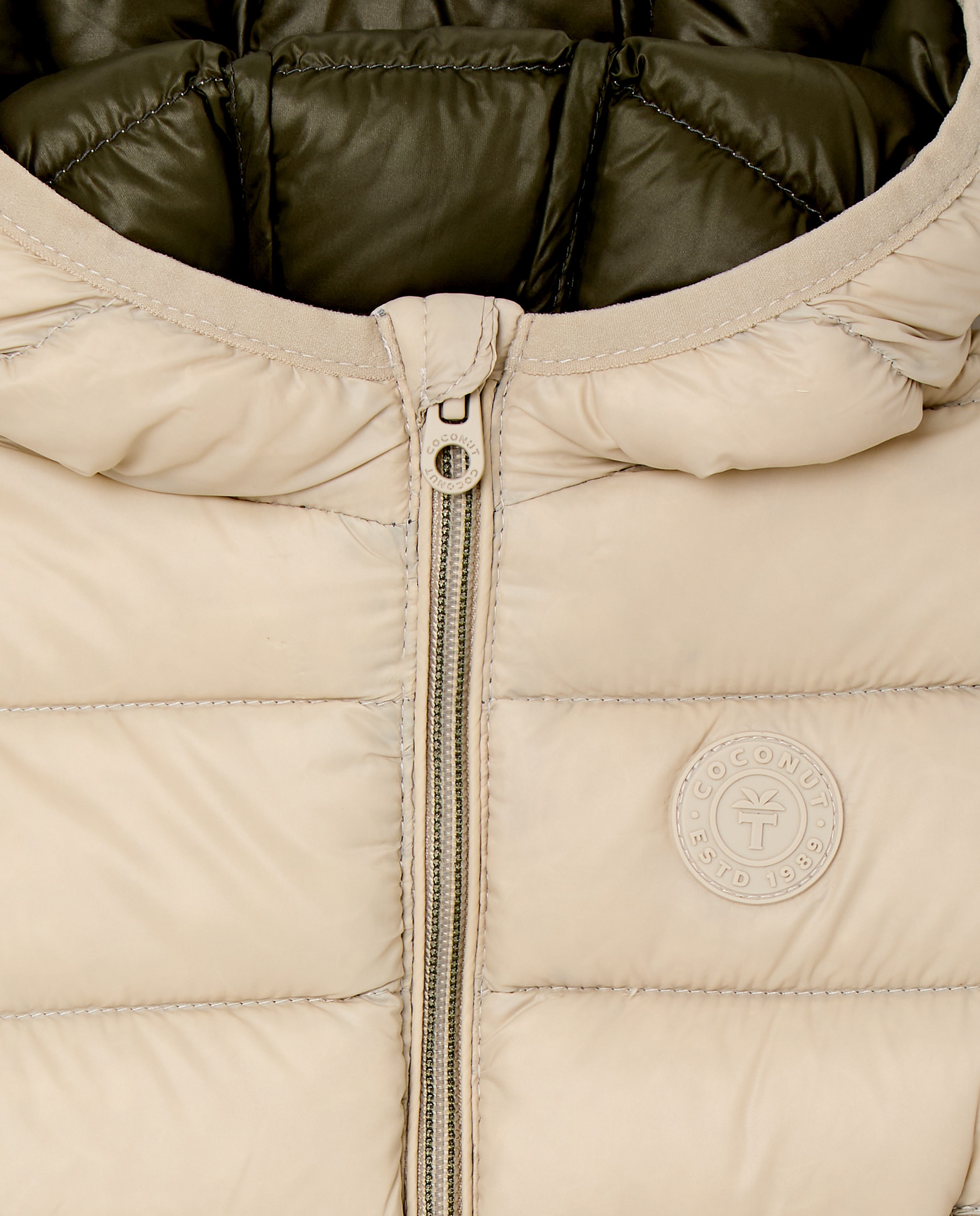 Blusão Acolchoado Ligeiro de Bebé com Bolso e Capuz 130 Marfim-3