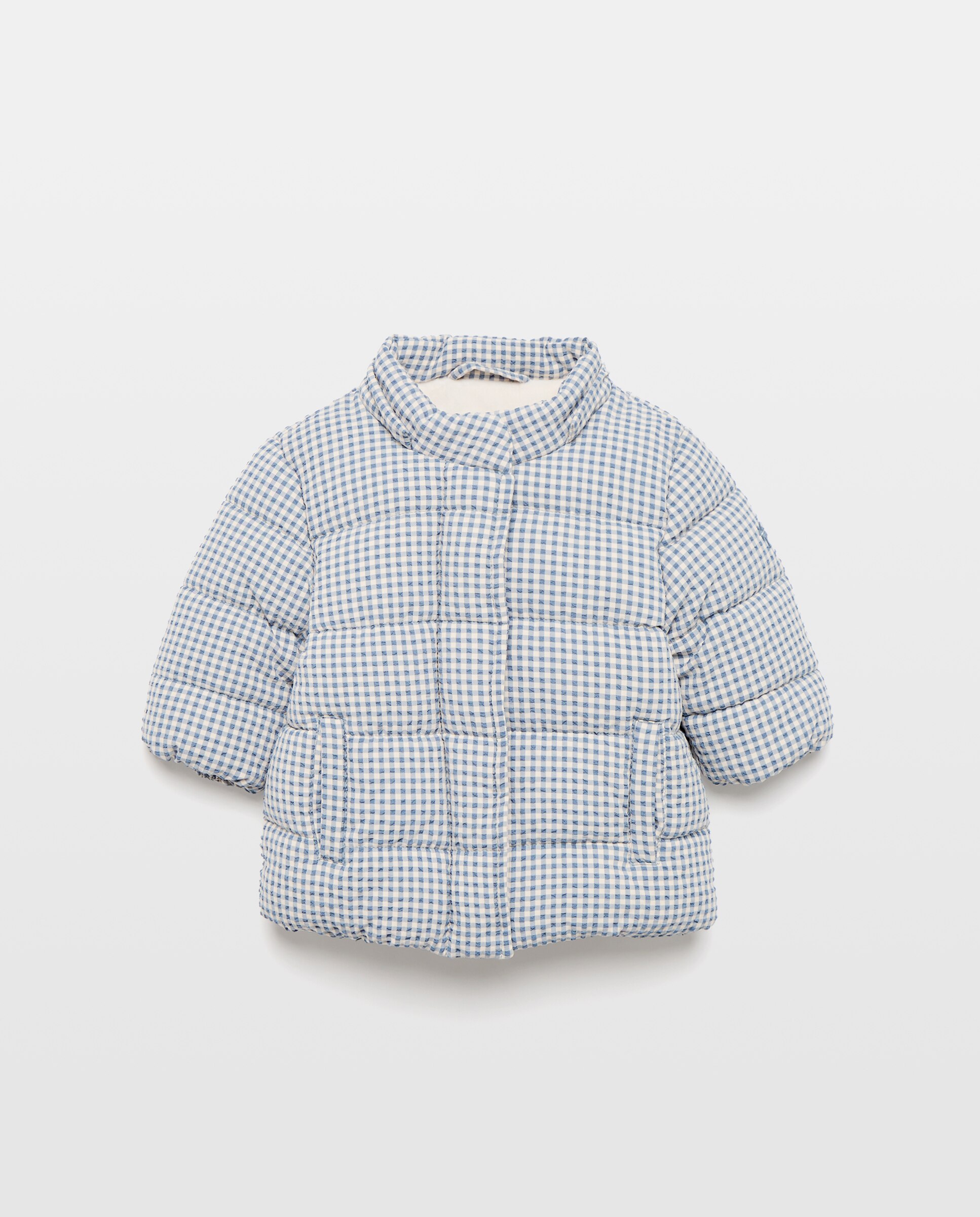 Parka Comprida de Nylon e Seersucker de Bebé com Capuz Desmontável de Pelo Coconut El Corte Inglés Azul-3