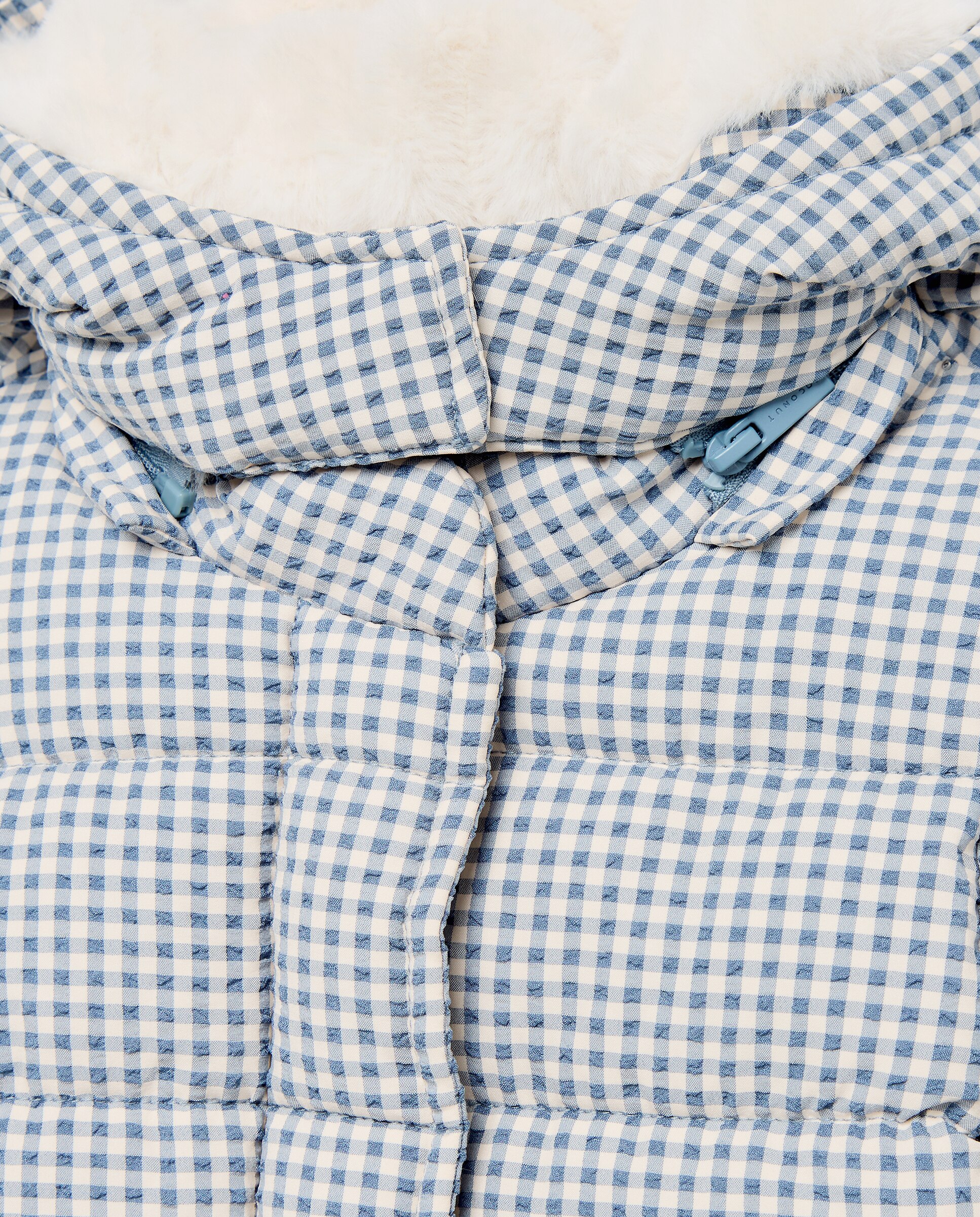 Parka Comprida de Nylon e Seersucker de Bebé com Capuz Desmontável de Pelo Coconut El Corte Inglés Azul-4