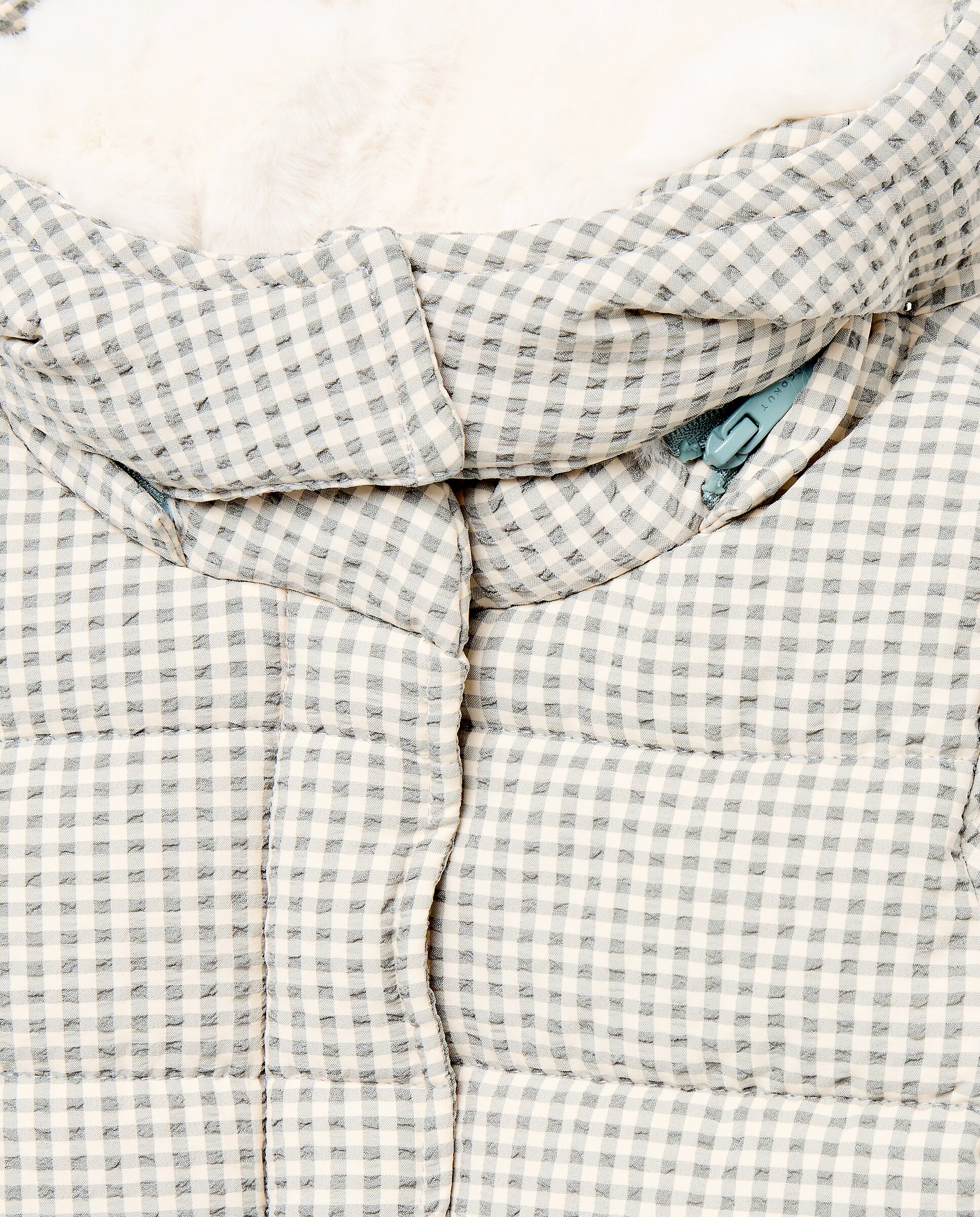 Parka Comprida de Nylon e Seersucker de Bebé com Capuz Desmontável de Pelo Coconut El Corte Inglés Verde-4