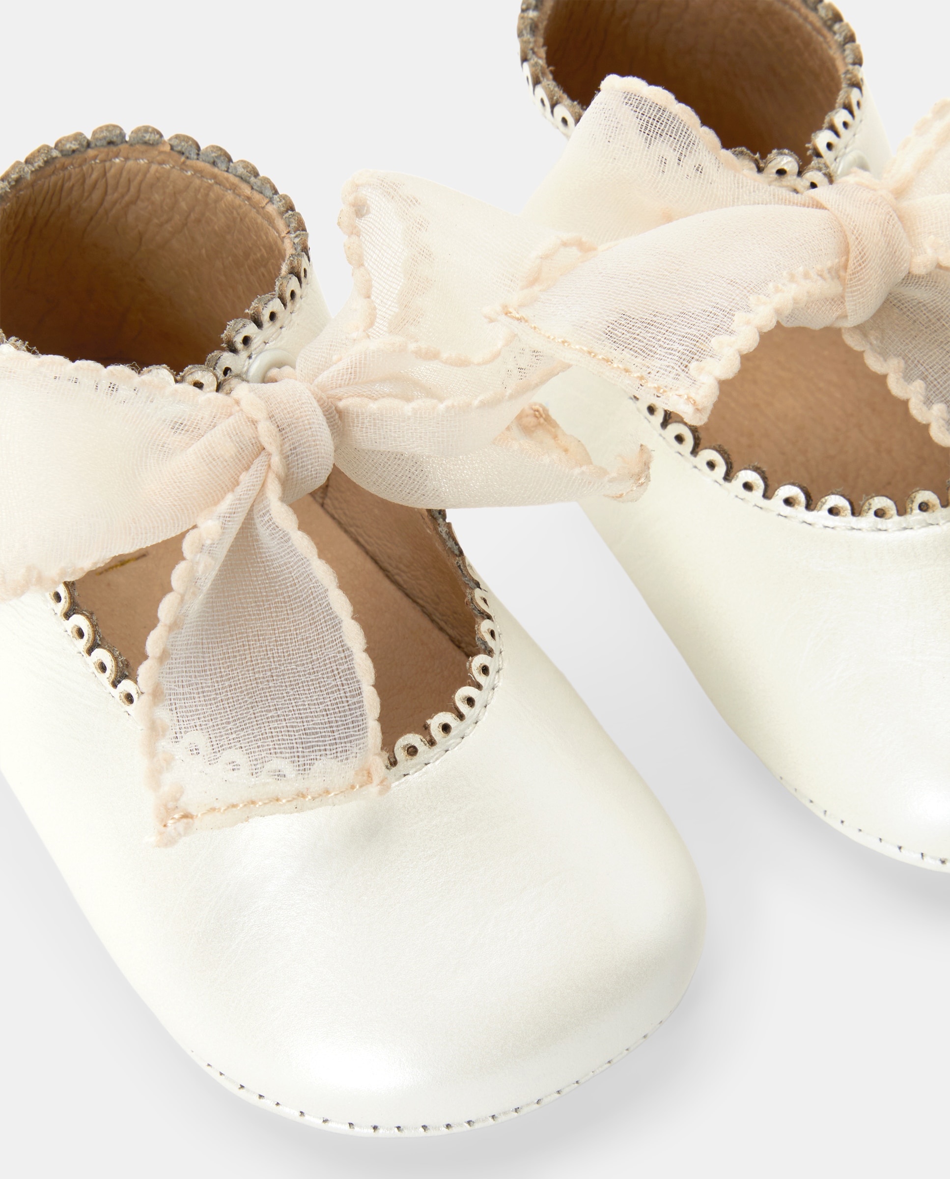 Sapatos de Batismo de Napa de Bebé com Laço Coconut El Corte Inglés 120 Cru-5
