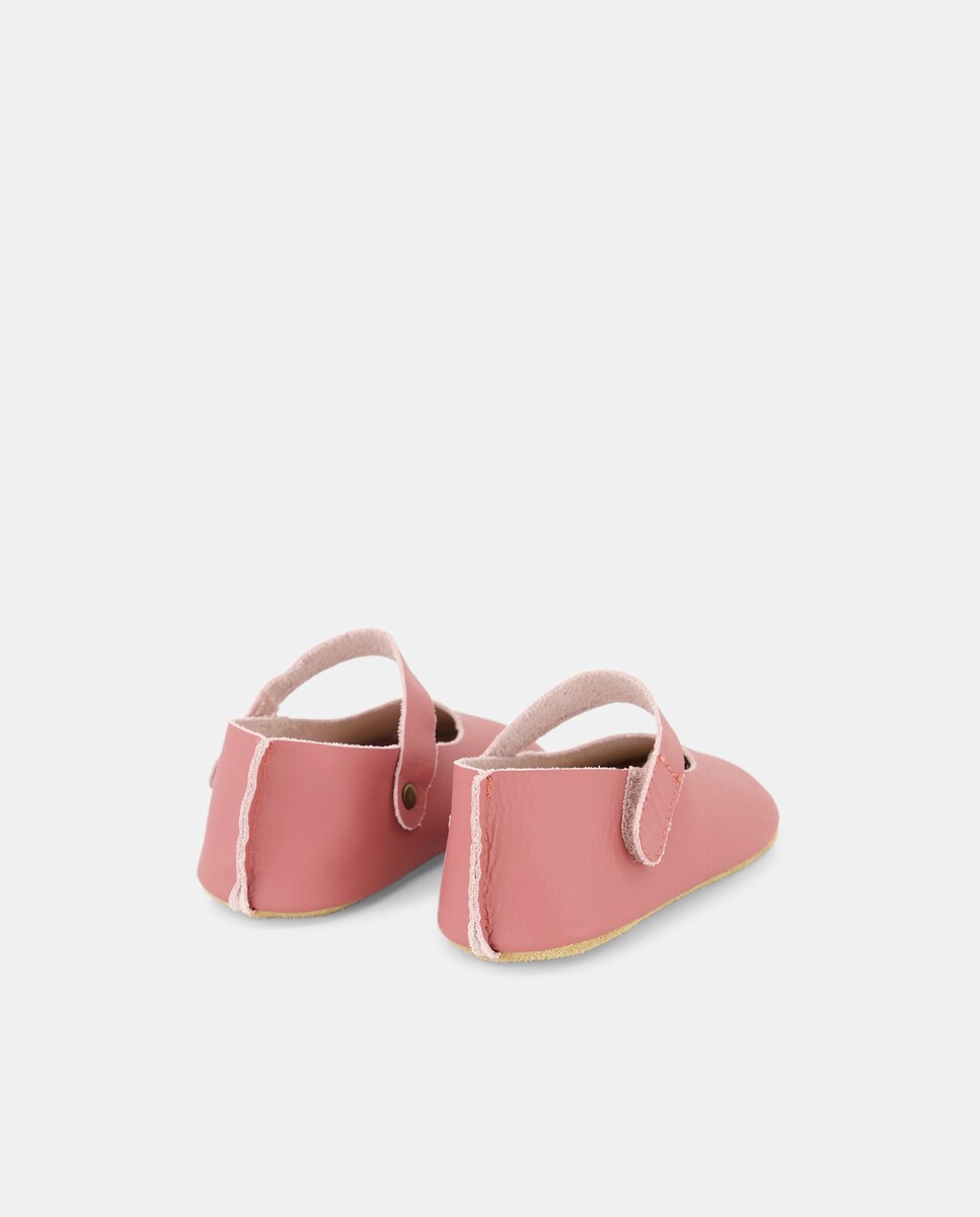 Sapatos de Presilha de Bebé em Pele com Sola Flexível Ameixa-3