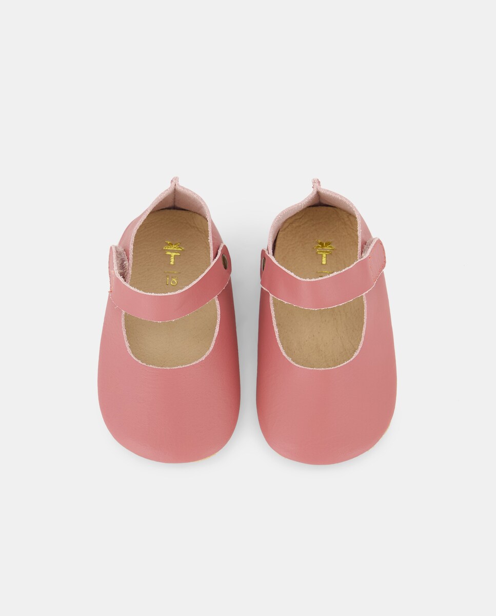 Sapatos de Presilha de Bebé em Pele com Sola Flexível Ameixa-4