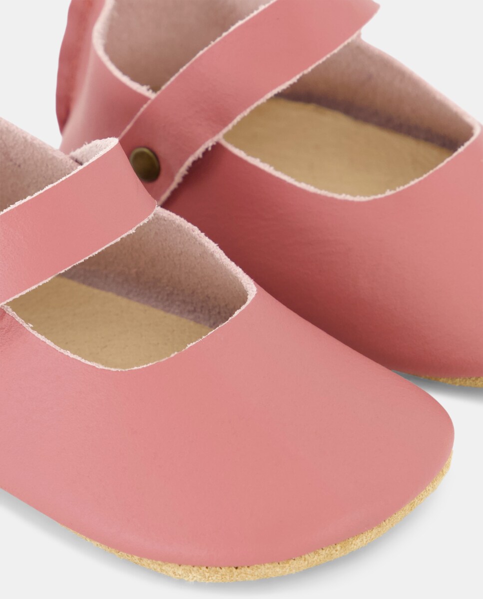 Sapatos de Presilha de Bebé em Pele com Sola Flexível Ameixa-5