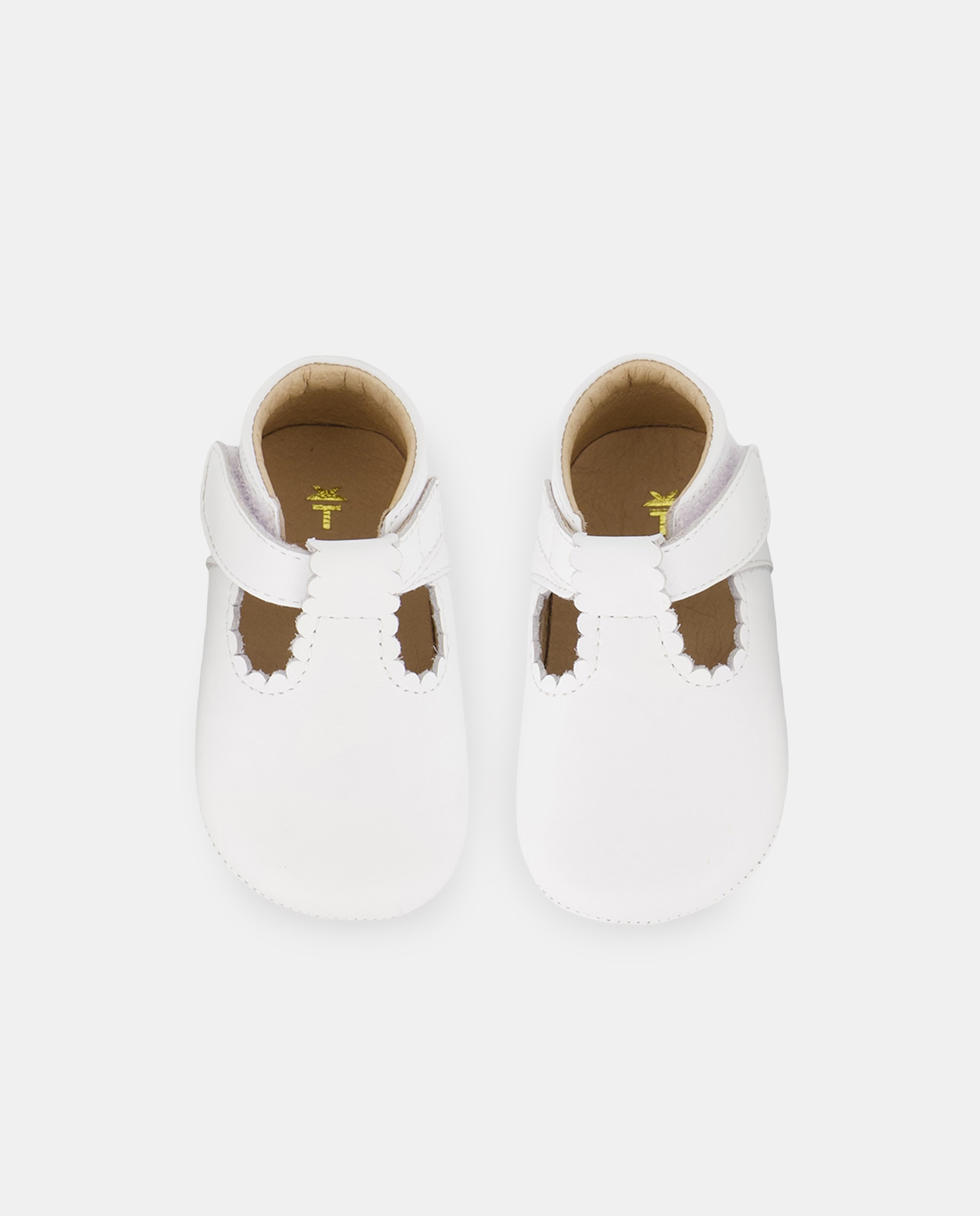 Sapatos de Presilha de Napa de Bebé com Ondas e Fecho Aderente Branco-4