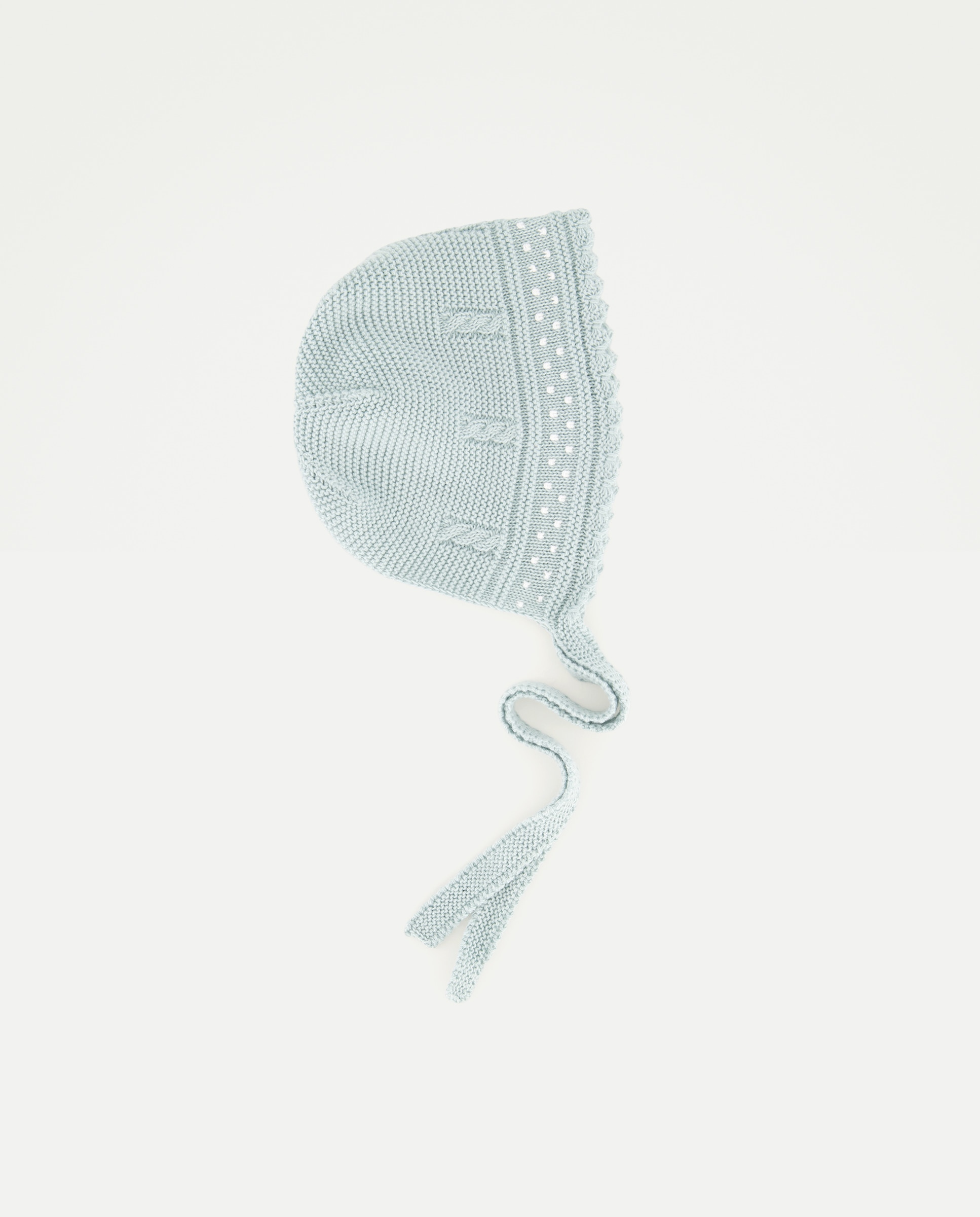 Touca de Tricot com Relevos e Malha do Cabo de Bebé Verde-1