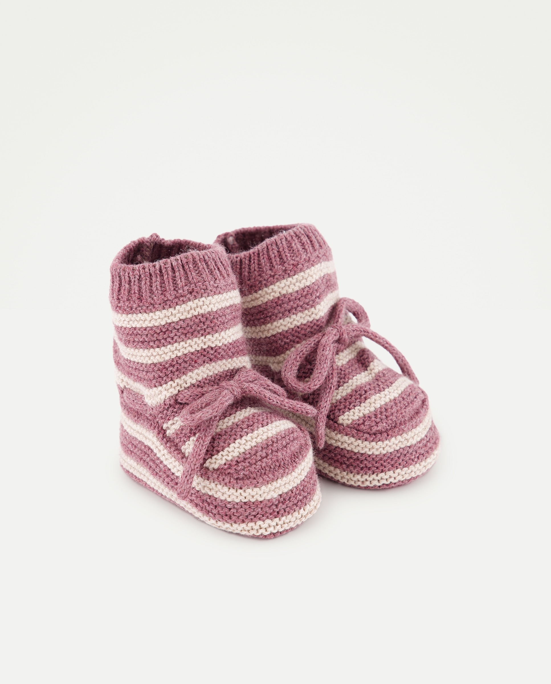Botas de Tricot de Bebé às Riscas Rosa-2