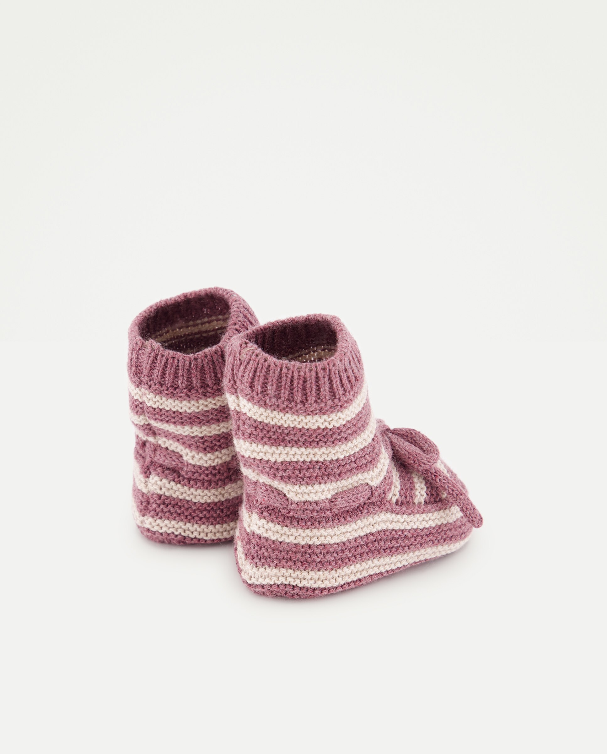 Botas de Tricot de Bebé às Riscas Rosa-3