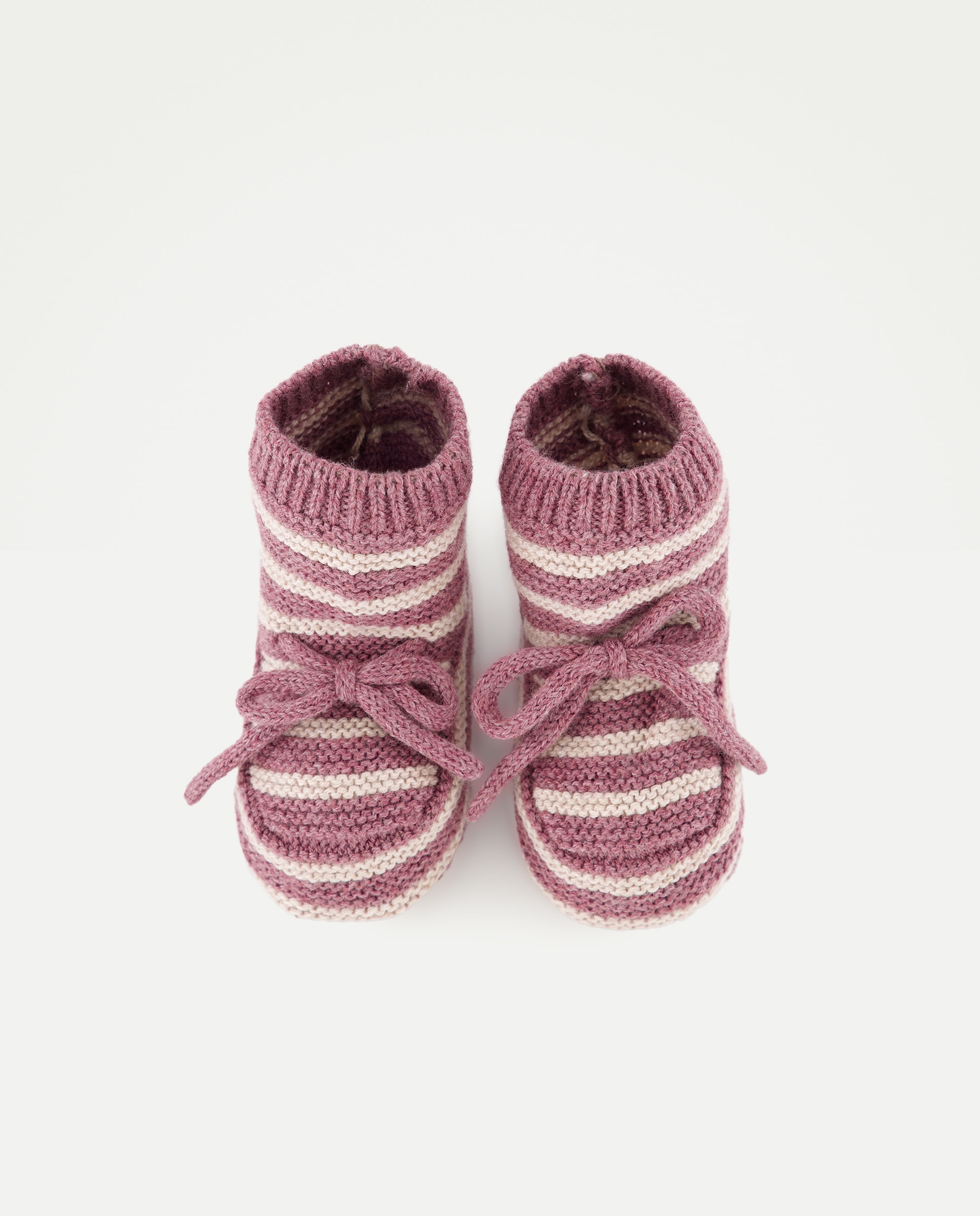 Botas de Tricot de Bebé às Riscas Rosa-4