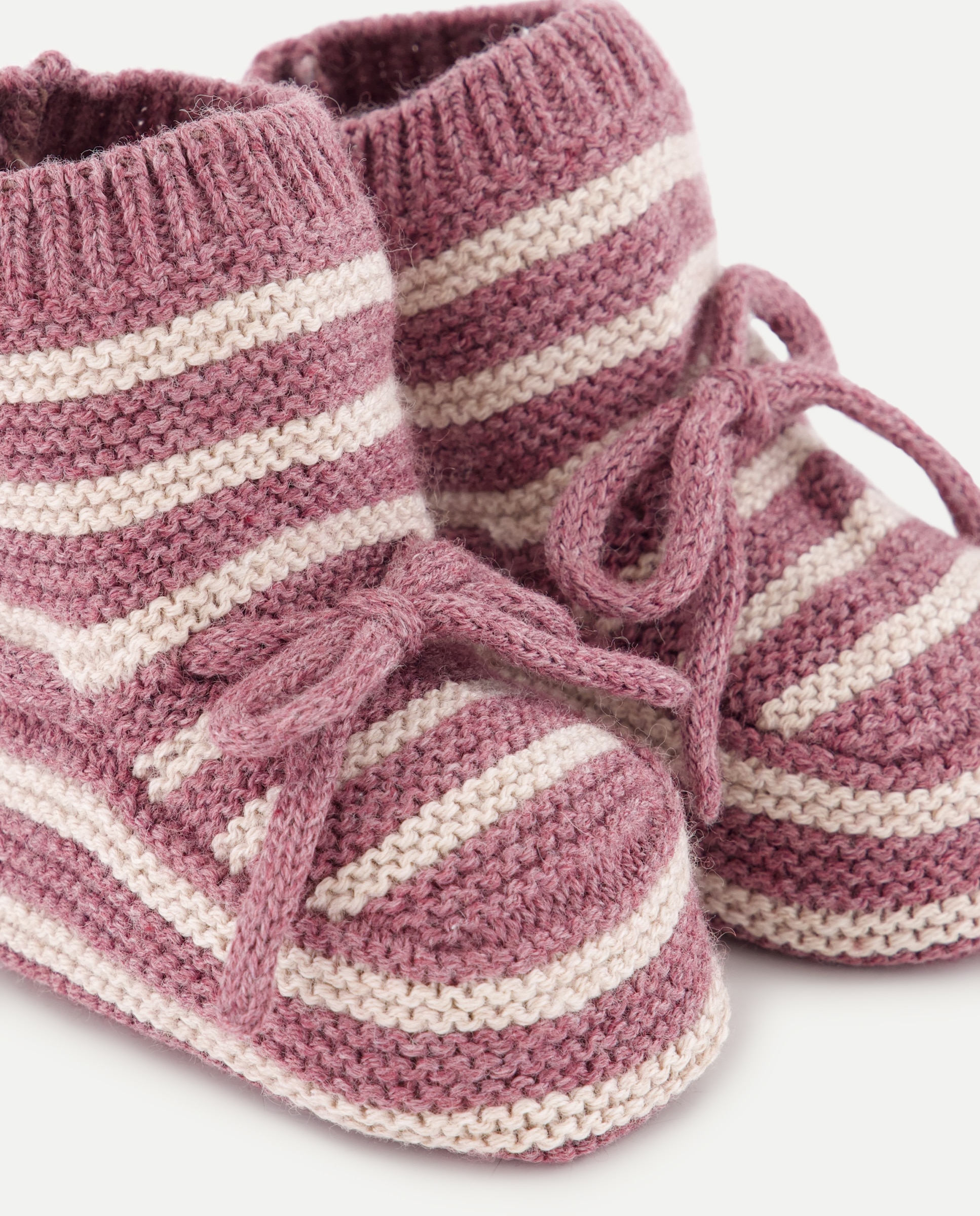 Botas de Tricot de Bebé às Riscas Rosa-5