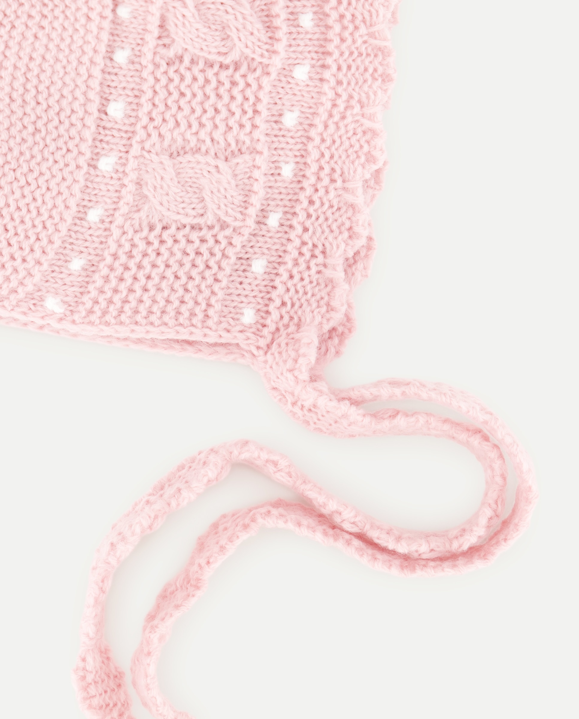 Touca Clássica de Bebé com Linhas de Relevos, Malha do Cabo e Ondas 200 Rosa-2