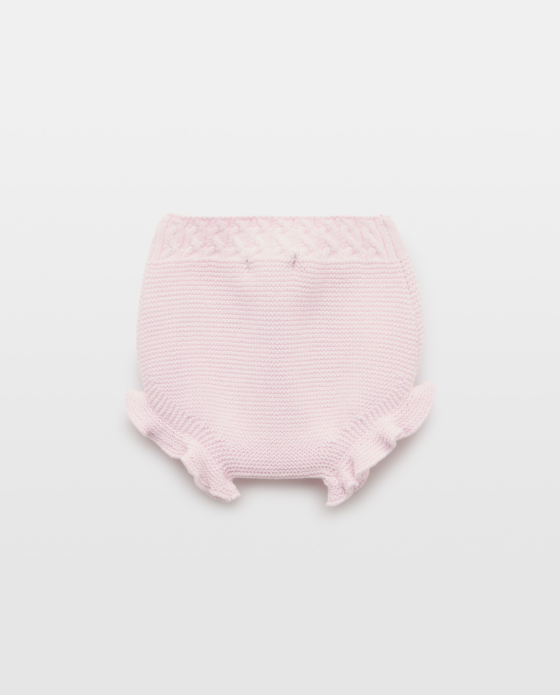 Tapa-Fraldas de Tricot de Bebé com Cós Entrançado e Folho Coconut El Corte Inglés Rosa-claro-2