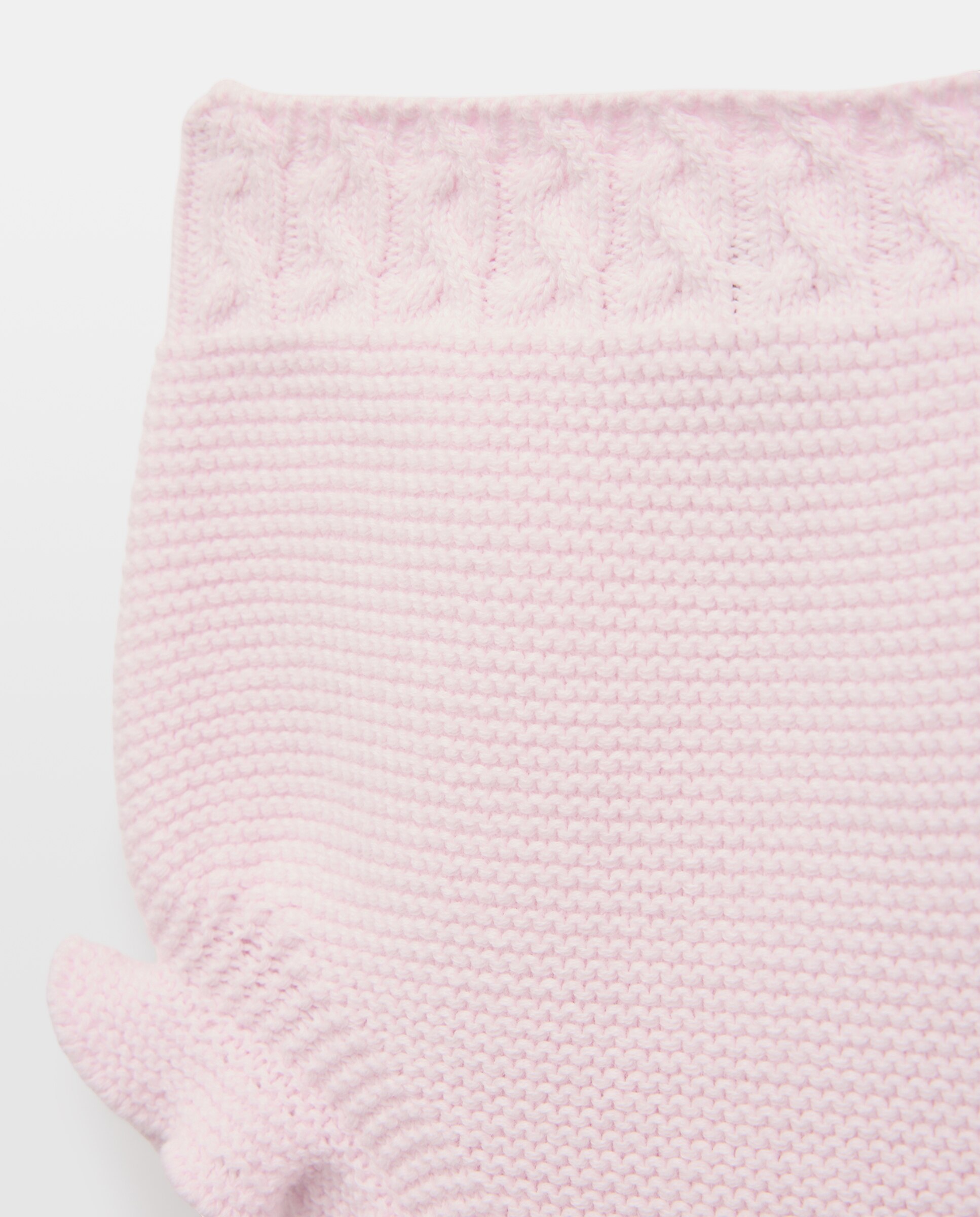 Tapa-Fraldas de Tricot de Bebé com Cós Entrançado e Folho Coconut El Corte Inglés Rosa-claro-3