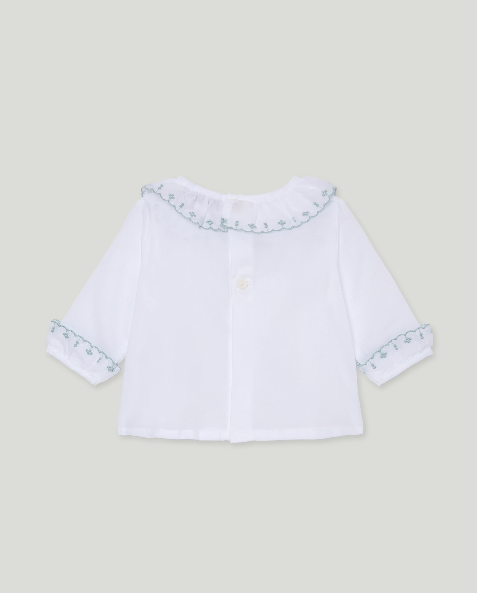 Camisa Básica de Bebé com Manga Comprida e Festão Branco-2