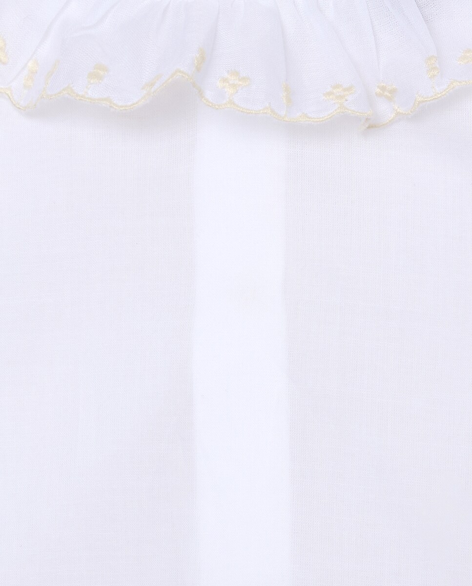 Camisa Básica de Bebé com Manga Comprida e Festão Branco-3