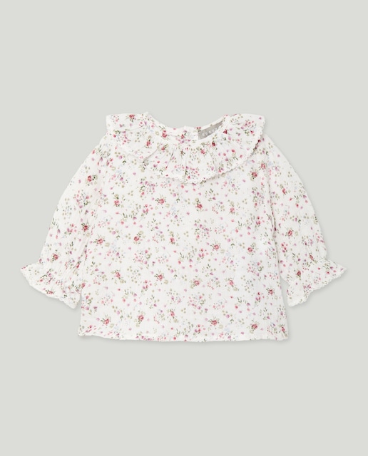 Imagen 0 de Camisa estampada con cuello gola y manga larga de bebé