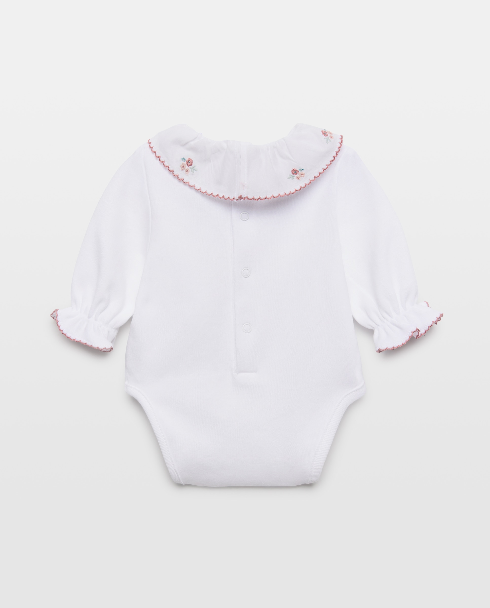 Body de Bebé com Manga Comprida e Bordado Floral Coconut El Corte Inglés Branco-2