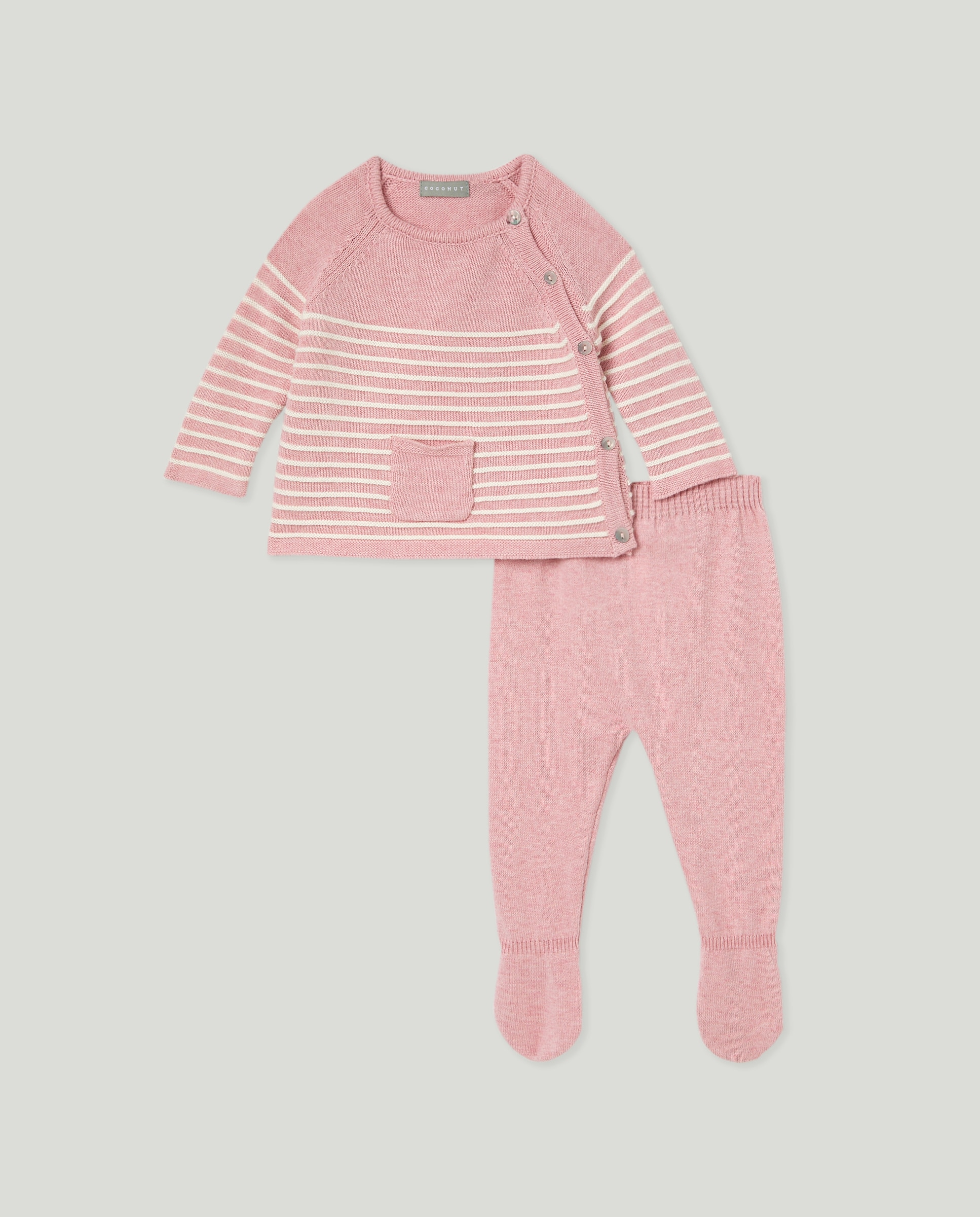 Conjunto Cruzado de Bebé às Riscas Rosa-1