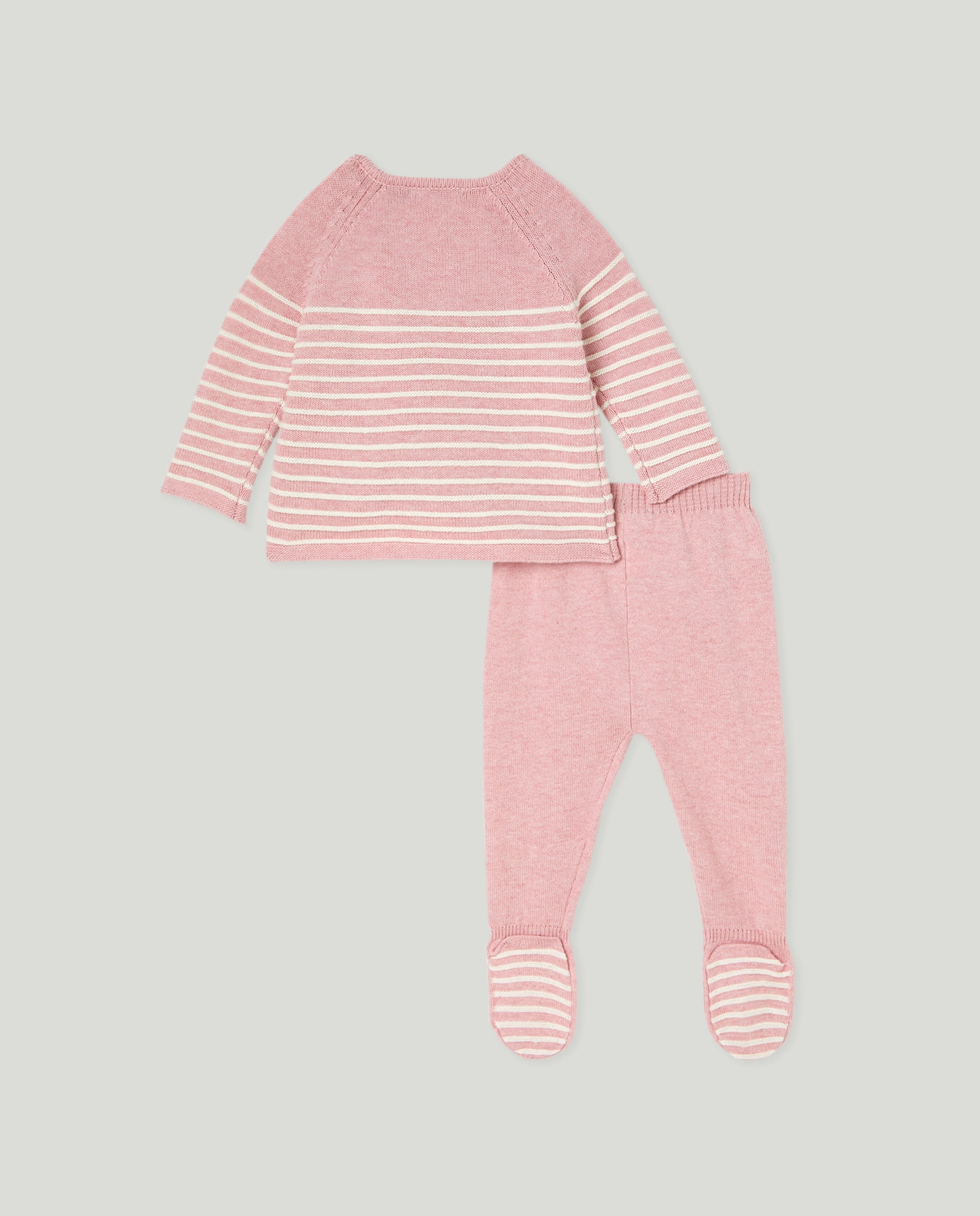 Conjunto Cruzado de Bebé às Riscas Rosa-2