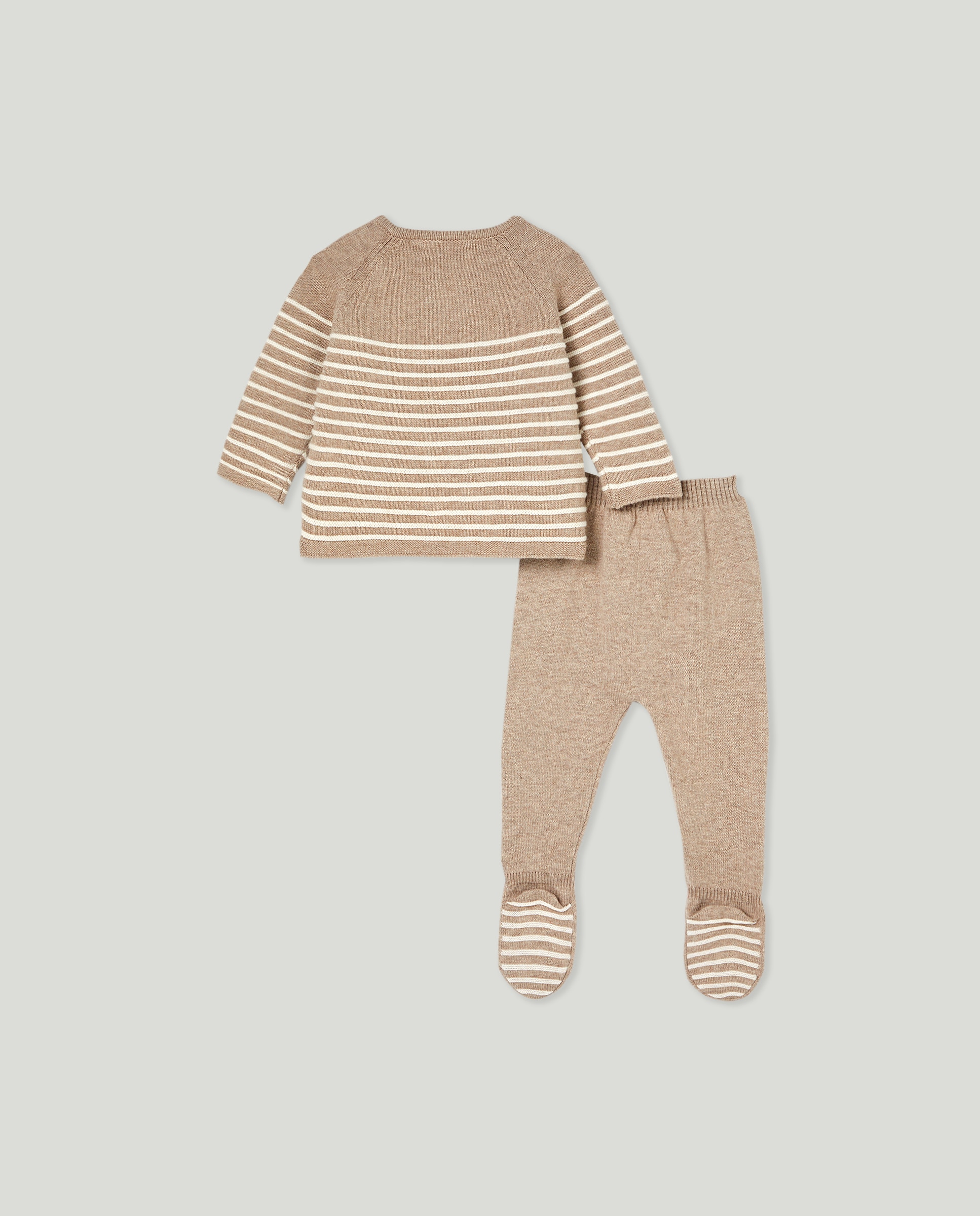 Conjunto Cruzado de Bebé às Riscas Castanho-2