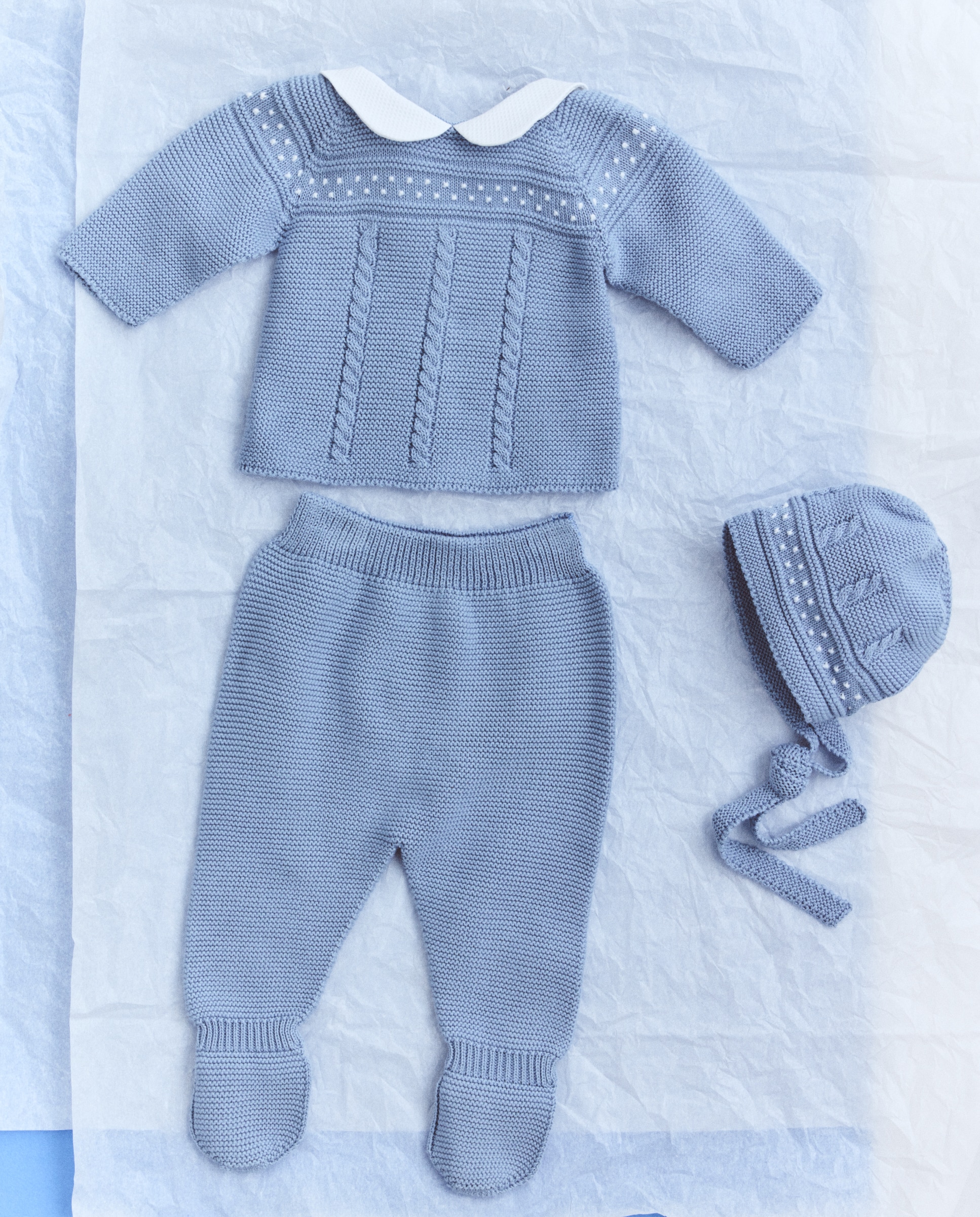 Conjunto de Tricot de 2 Peças com Gola Bebé com Fantasia Relevos e Malha do Cabo Coconut El Corte Inglés 400 Azul-5