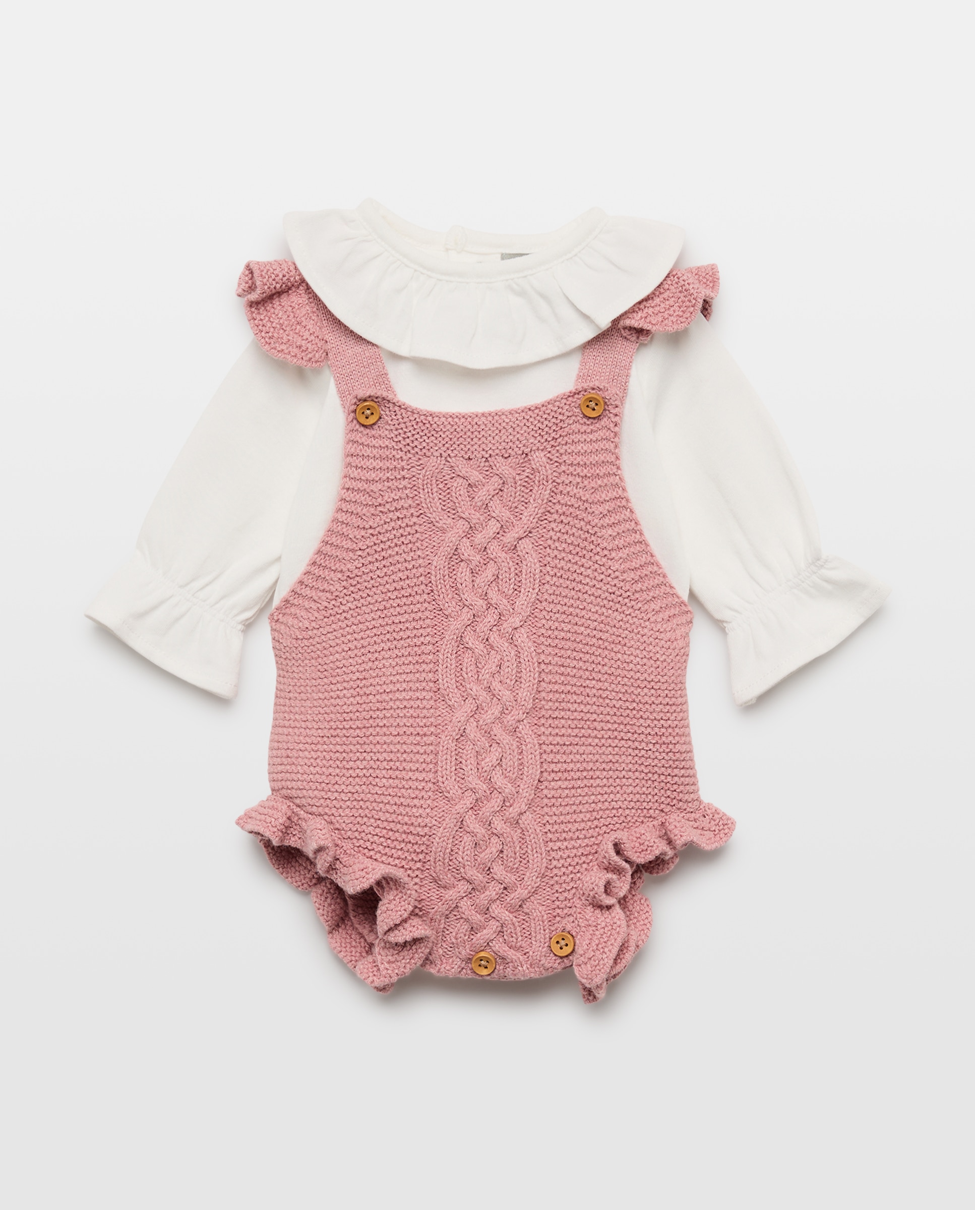 Conjunto de 3 Peças de Bebé: Babygrow, Body e Casaco Coconut El Corte Inglés 230 Rosa Escuro-2