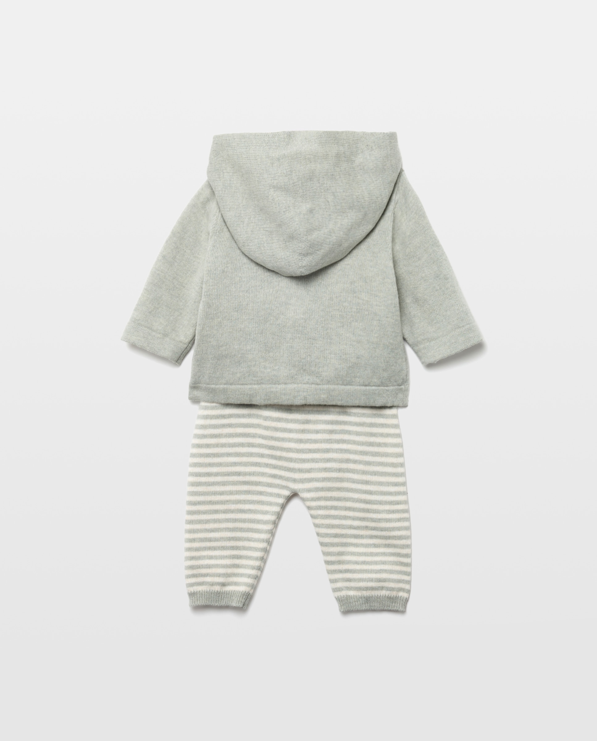 Conjunto de 3 Peças de Bebé: Calças com Pés, Camisola e Casaco com Bolso e Capuz Coconut El Corte Inglés Verde-2
