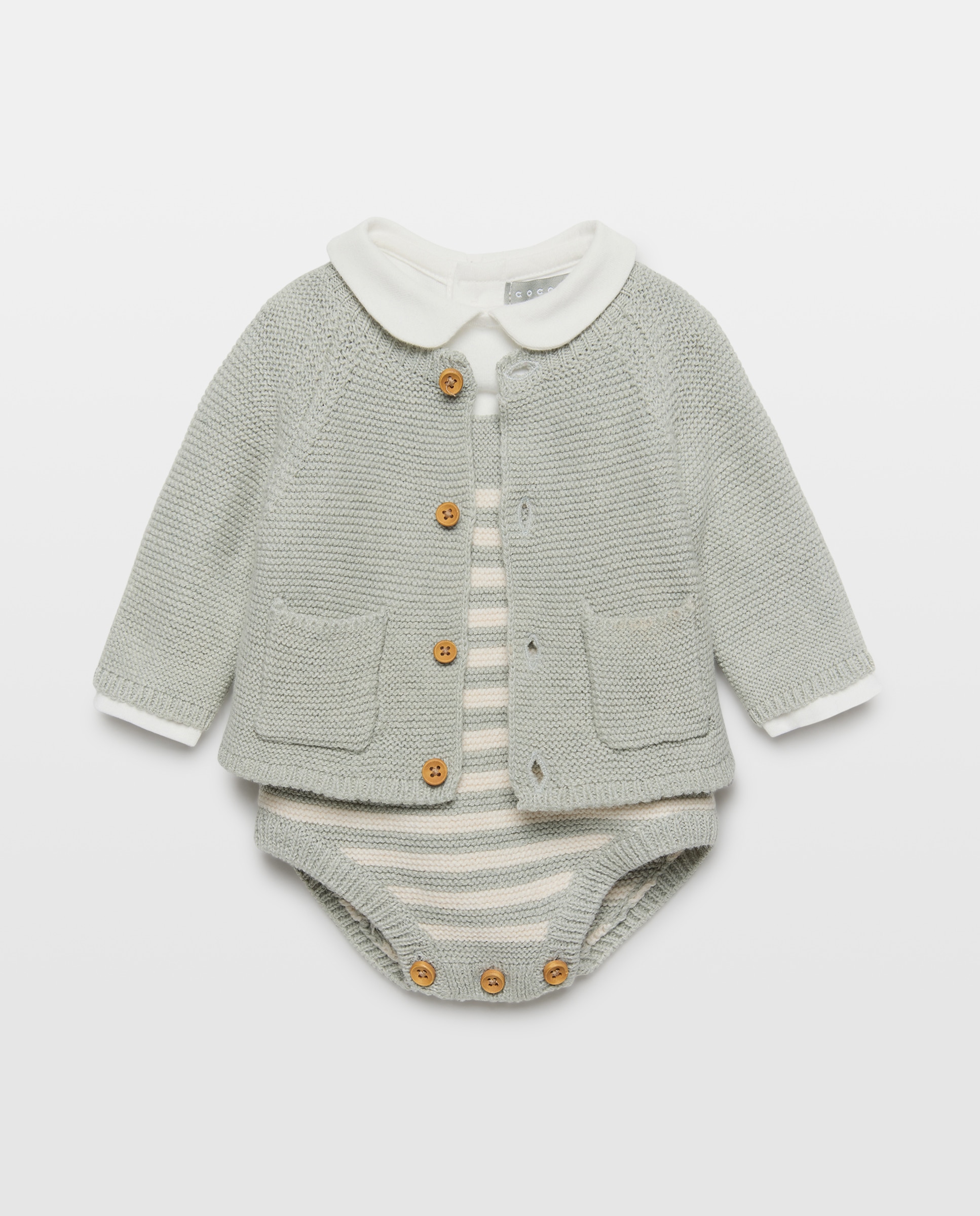 Imagem 0 de Conjunto de 3 Peças de Bebé: Babygrow, T-shirt e Casaco com Bolso