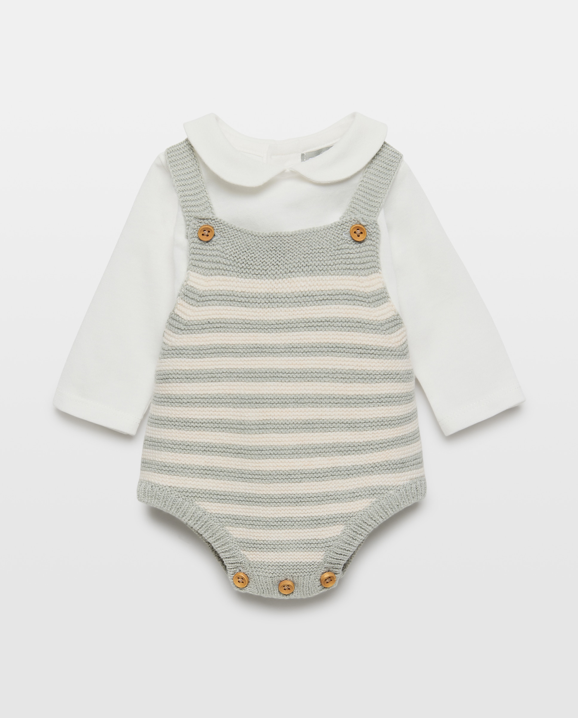 Conjunto de 3 Peças de Bebé: Babygrow, T-shirt e Casaco com Bolso Verde-2