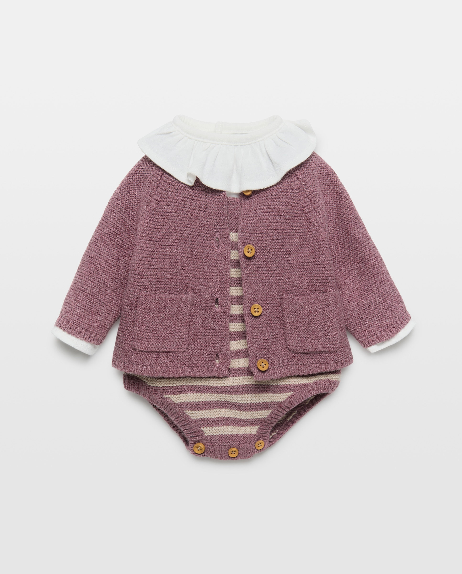 Imagem 0 de Conjunto de 3 Peças de Bebé: Babygrow, T-shirt e Casaco com Bolso