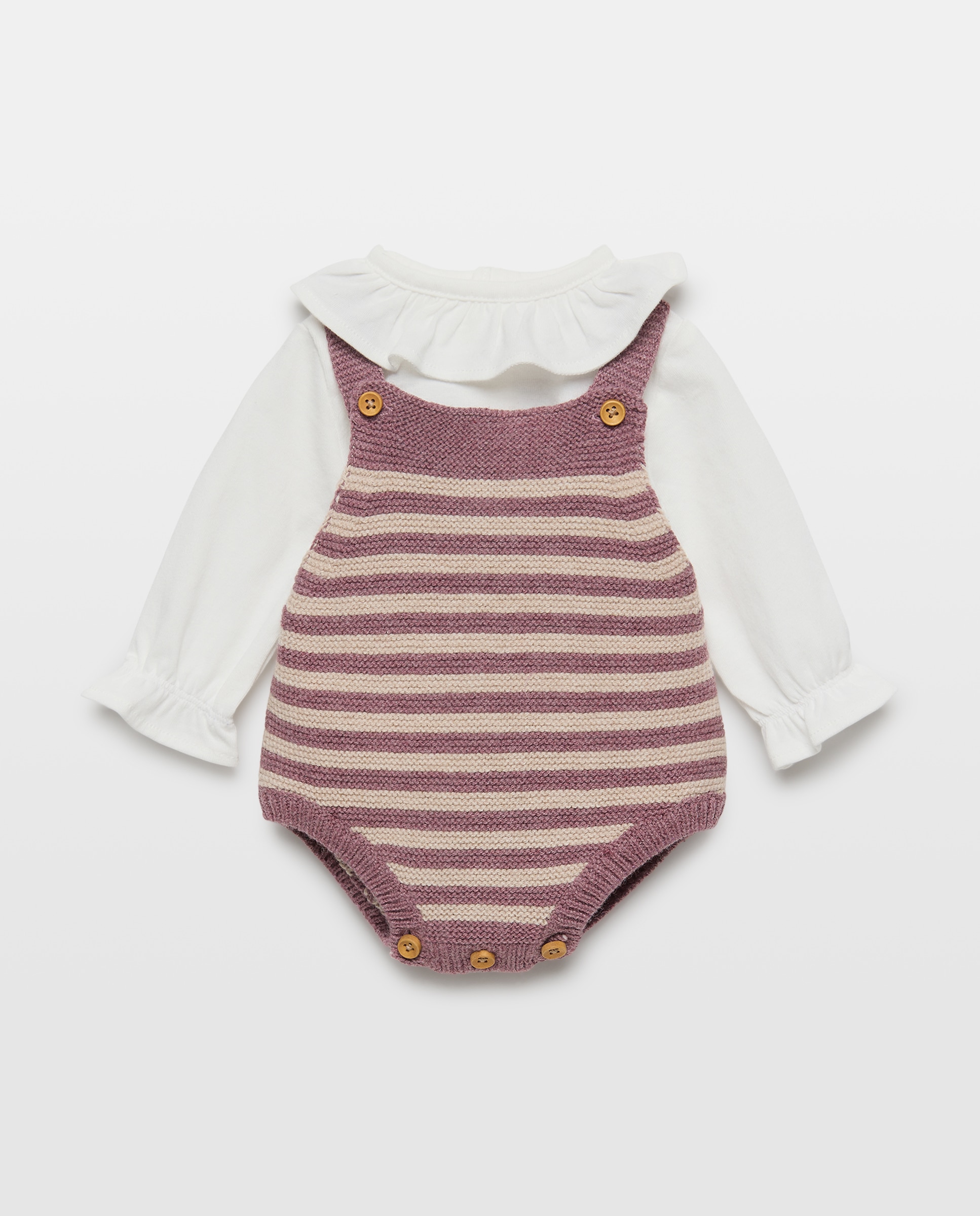 Conjunto de 3 Peças de Bebé: Babygrow, T-shirt e Casaco com Bolso Rosa-2