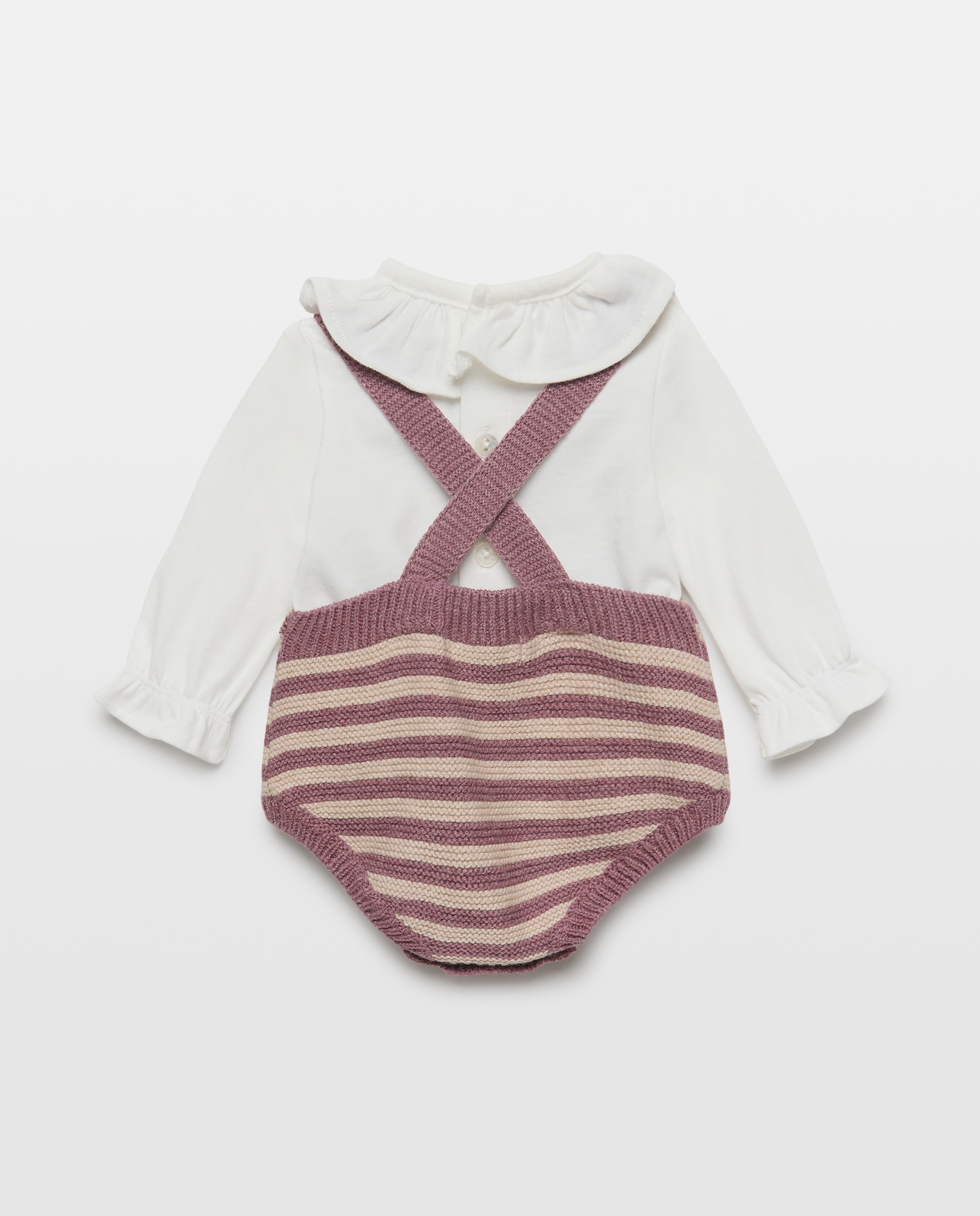 Conjunto de 3 Peças de Bebé: Babygrow, T-shirt e Casaco com Bolso Rosa-3