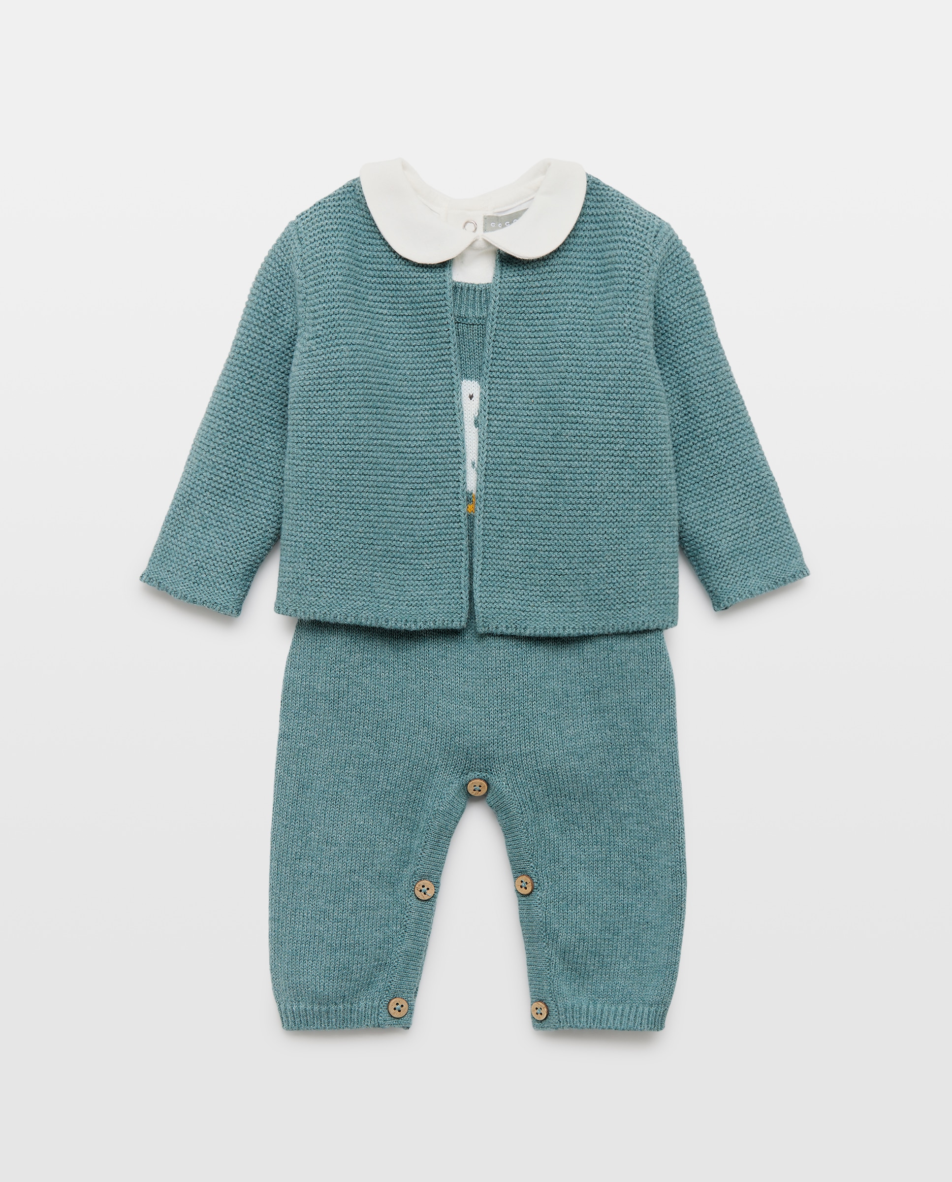 Conjunto 3 piezas de peto body y chaqueta de bebé - Coconut El Corte Inglés - Verde Verde-1