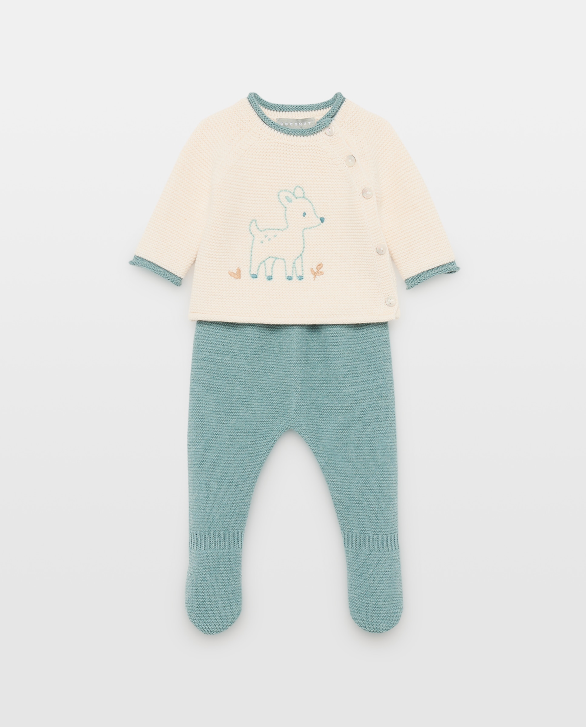 Conjunto manga larga tricot con pespunte bordado de bebé - Coconut El Corte Inglés - Verde Verde-1