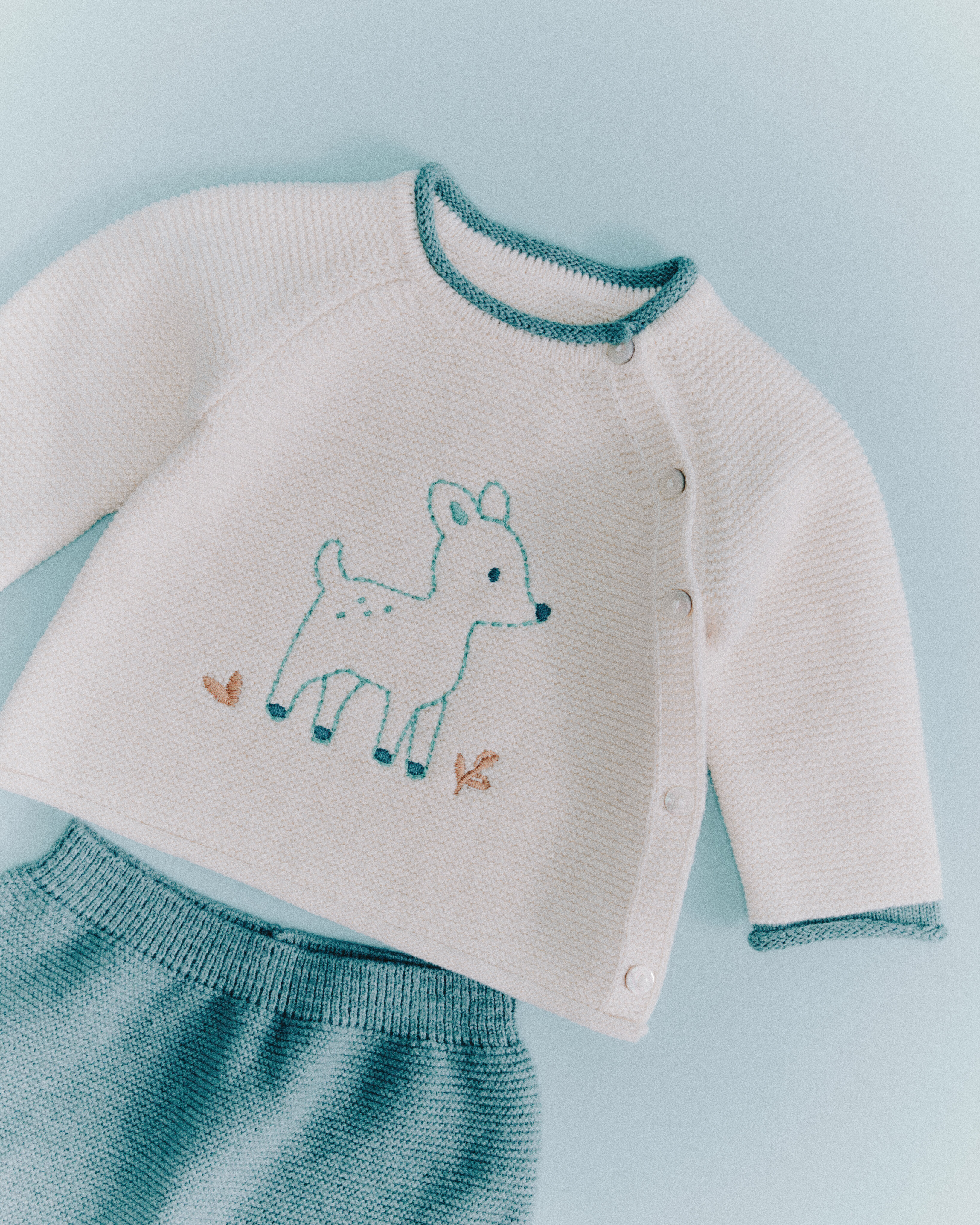 Conjunto manga larga tricot con pespunte bordado de bebé - Coconut El Corte Inglés - Verde Verde-6