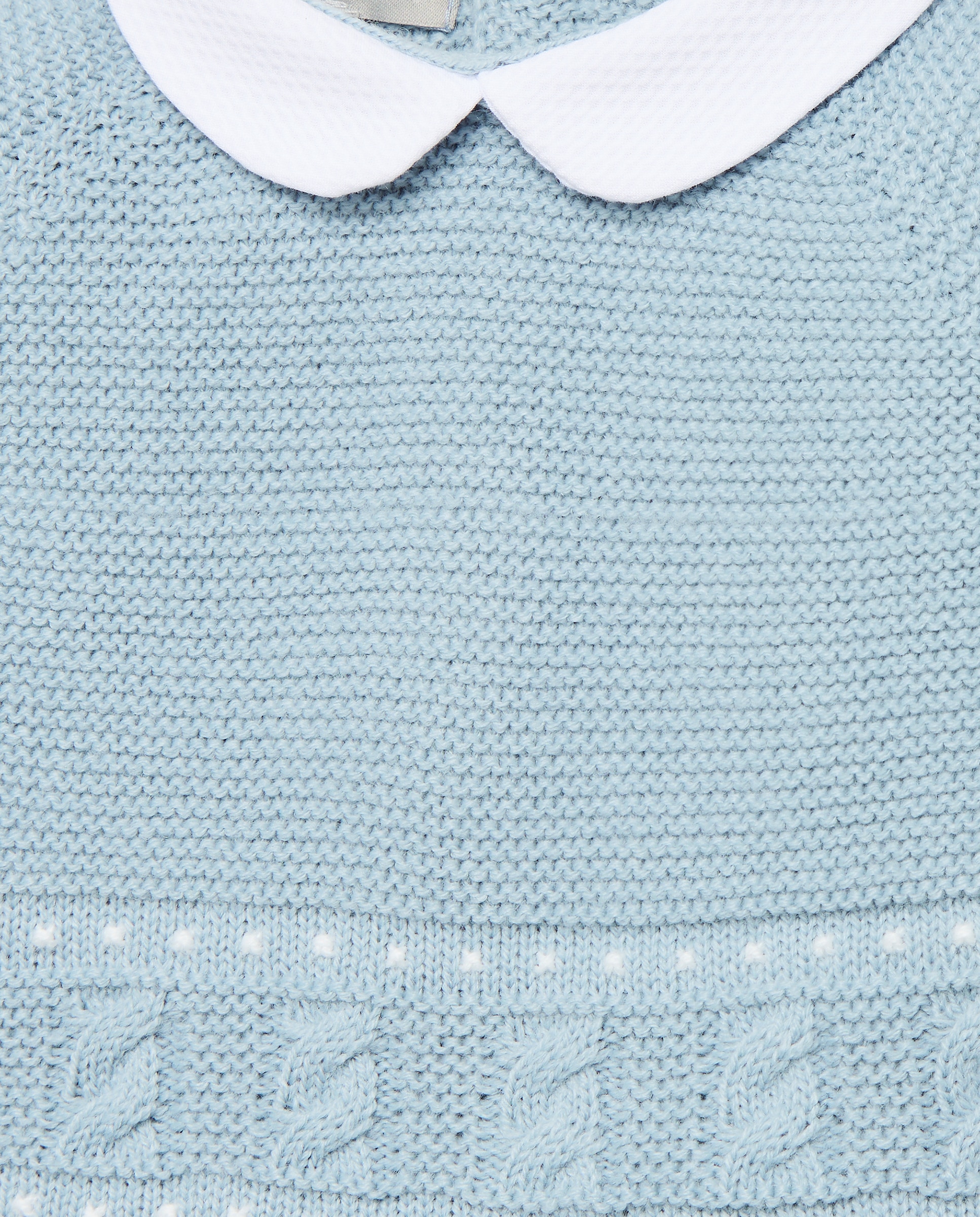 Conjunto Clássico de Bebé com Gola Bebé, Manga Comprida, Linhas de Relevos e Malha do Cabo 400 Azul-4