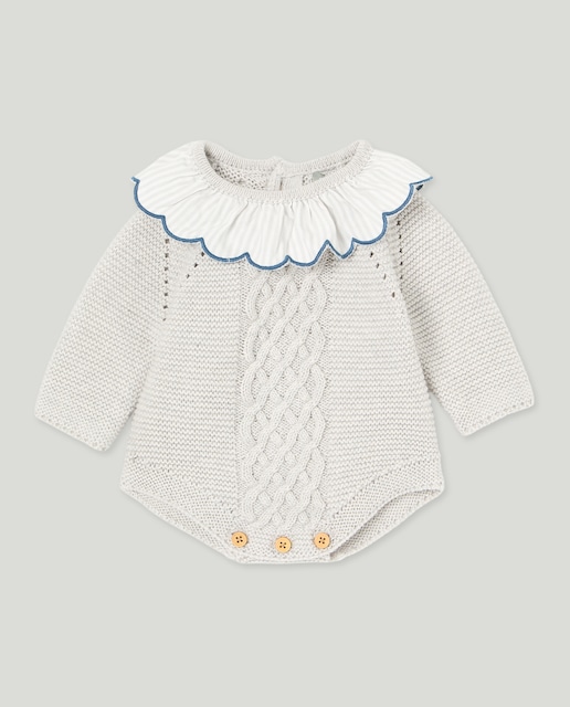 Imagen 0 de Ranita tricot manga larga con aranes y plana all over print de bebé