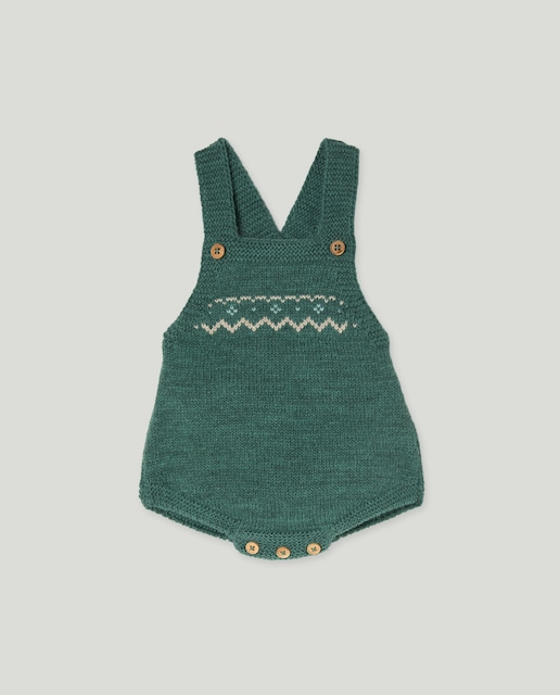 Imagem 0 de Babygrow de Tricot de Bebé com Alças e Rebordo Decorativo