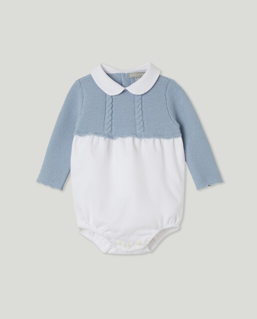 Imagen 0 de Ranita piqué mezcla punto y plana manga larga de bebé