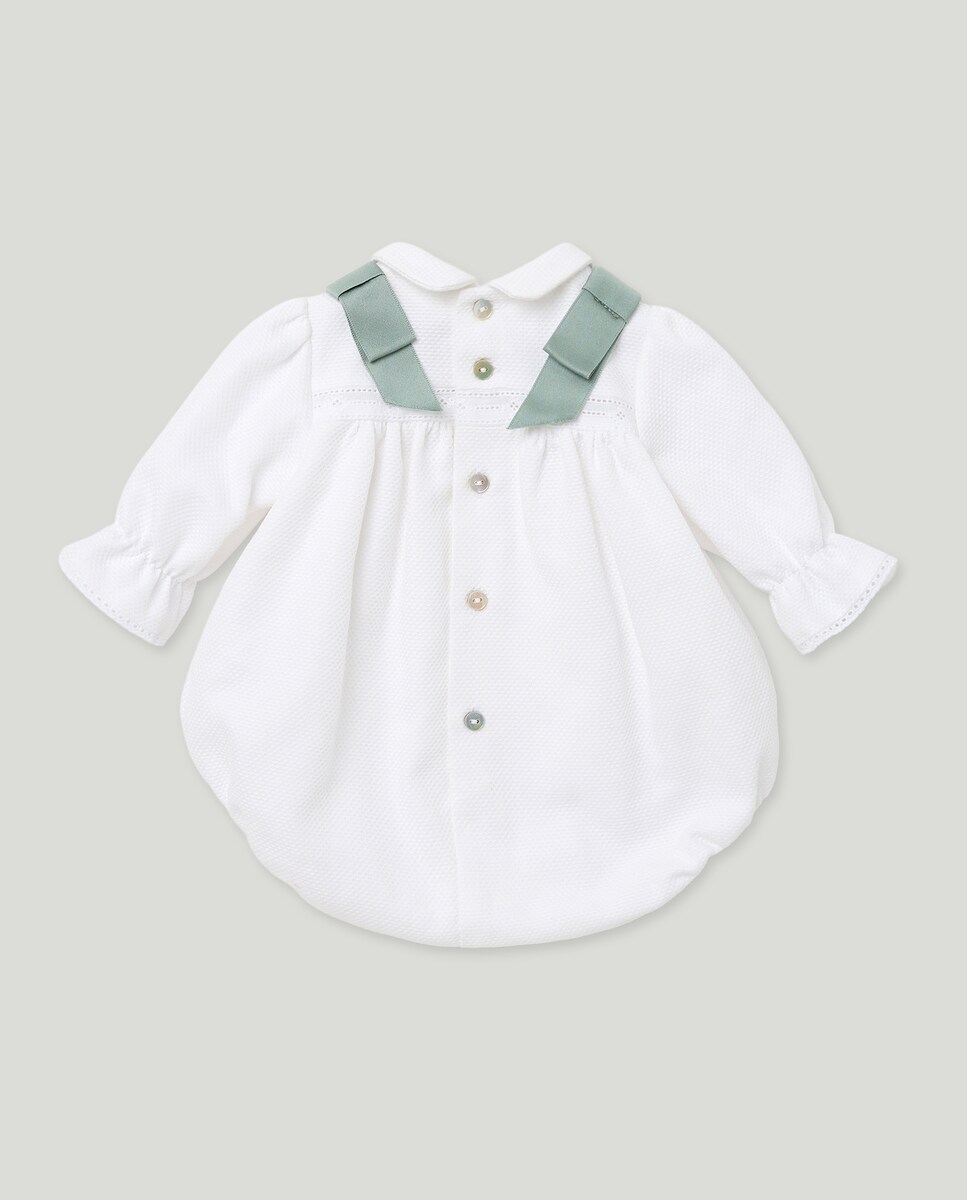 Babygrow de Bebé com Manga Comprida Plano e em Piqué Branco-2