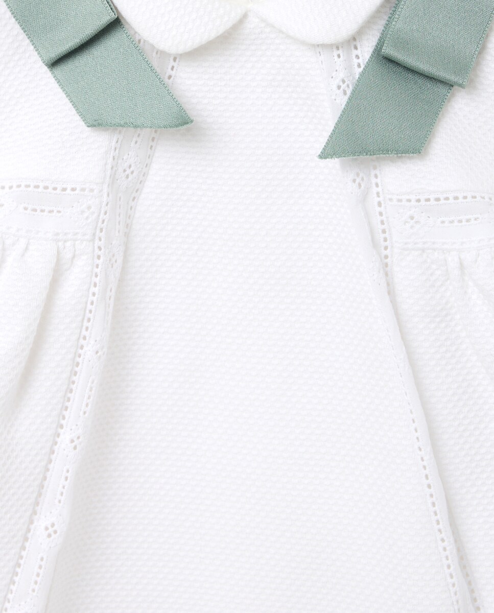Babygrow de Bebé com Manga Comprida Plano e em Piqué Branco-3