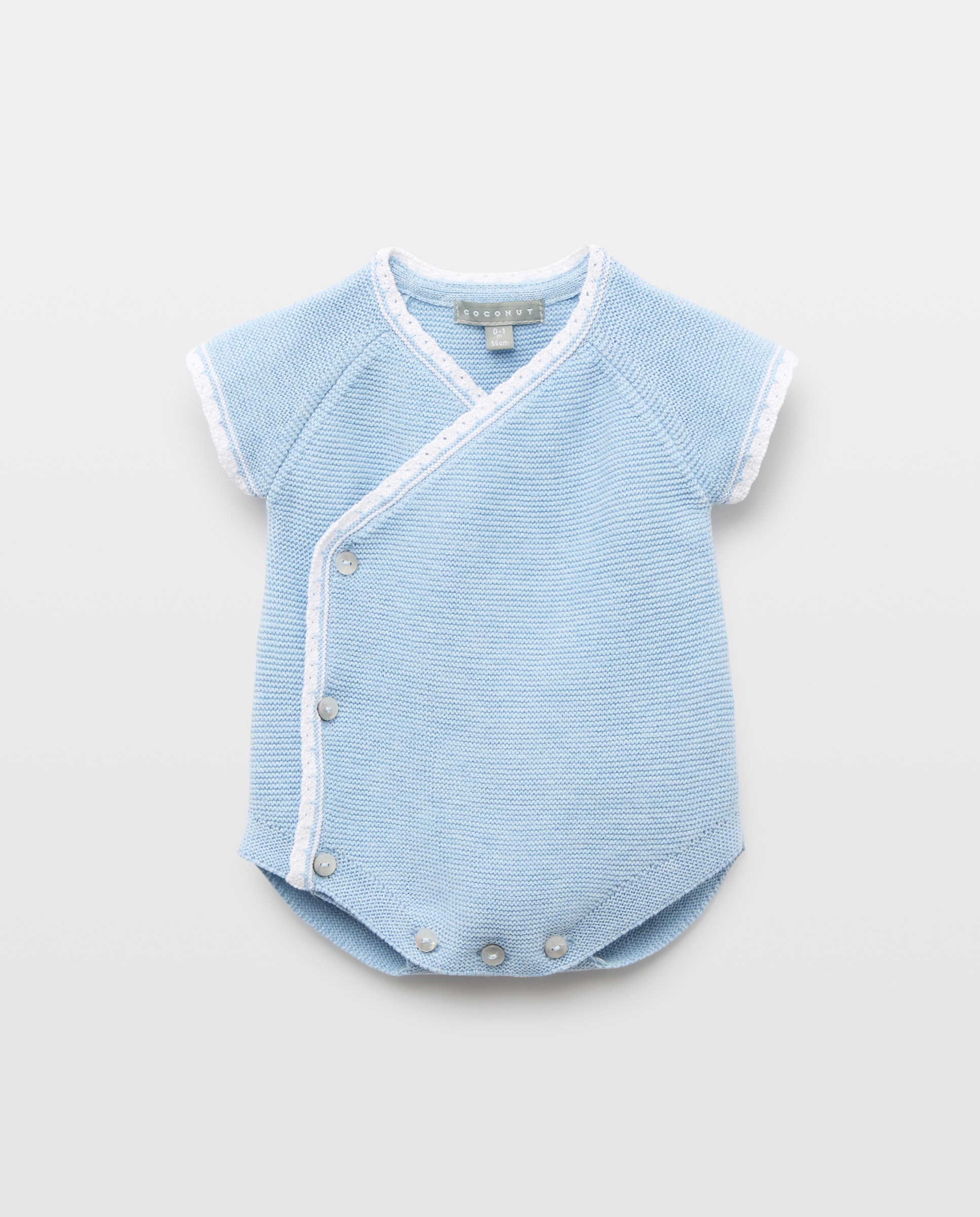 Babygrow de Tricot Curto de Bebé com Manga Curta com Botão Coconut El Corte Inglés 400 Azul-1