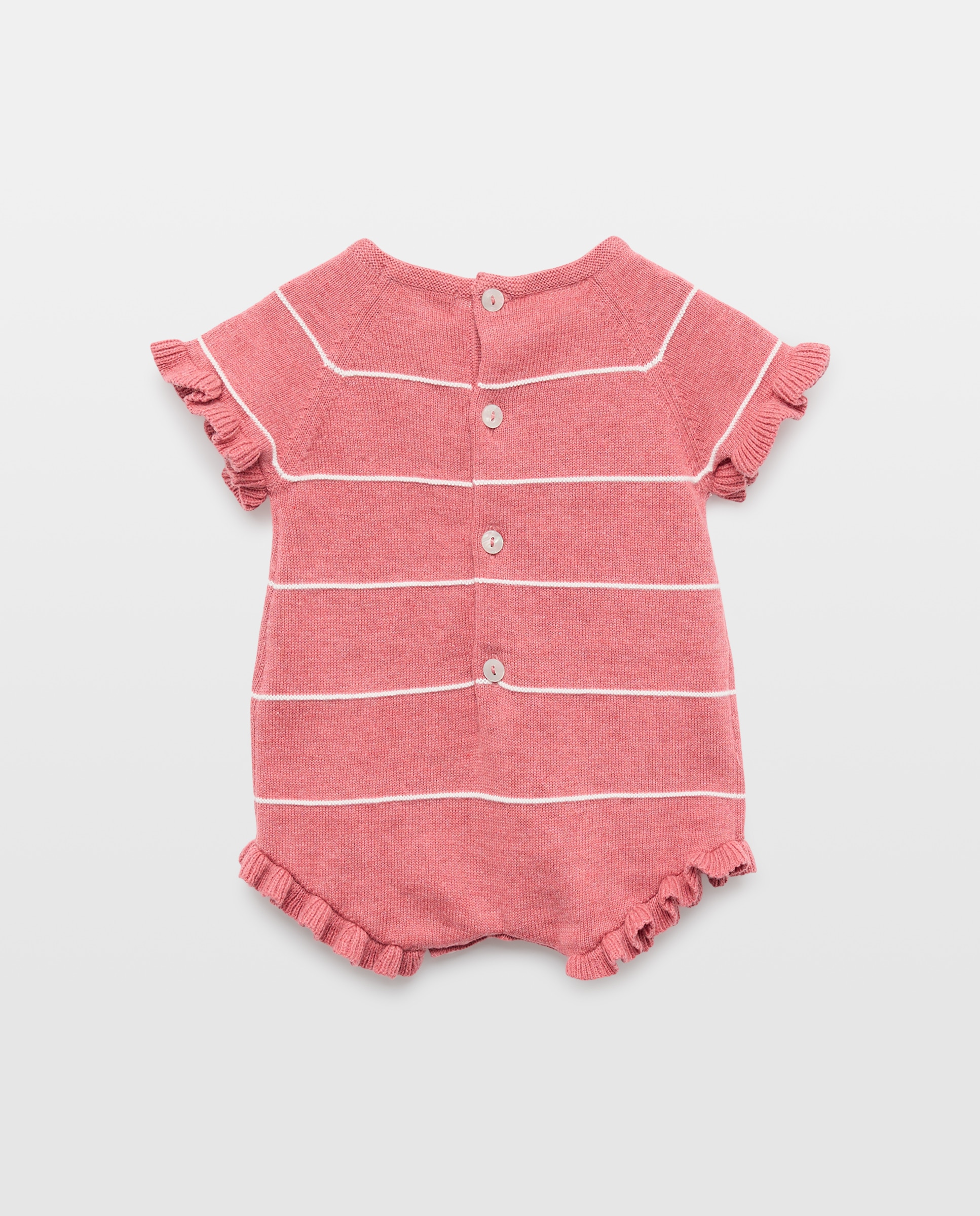 Babygrow de Tricot Curto de Bebé com Manga Curta, Estampado e Folho Coconut El Corte Inglés Rosa-2