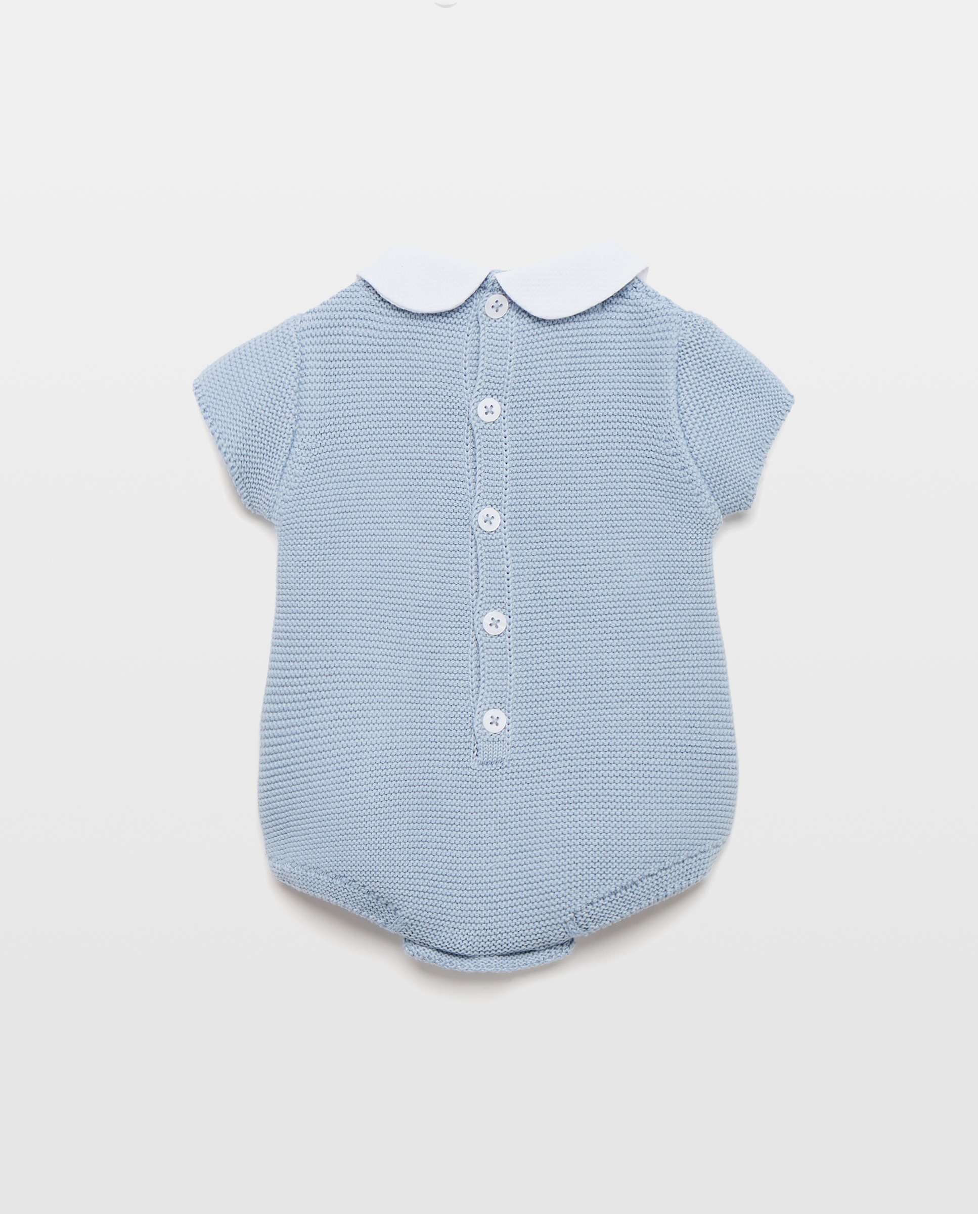 Babygrow com Gola de Bebé e Manga Curta de Tricot Fantasia com Malha de Cabo Central Coconut El Corte Inglés 400 Azul-2